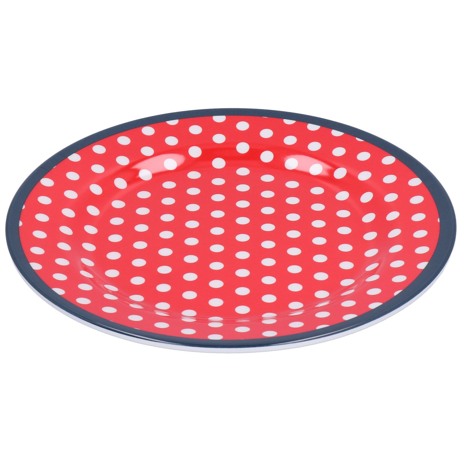 9in Imitation Porcelain Dinner Plate Decorative Reusable Snack Plate Lightweight Tableware for Cakes FruitRed Dot - Image 3