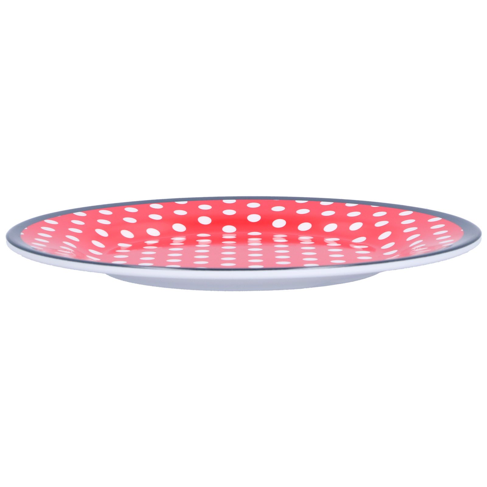 9in Imitation Porcelain Dinner Plate Decorative Reusable Snack Plate Lightweight Tableware for Cakes FruitRed Dot - Image 4