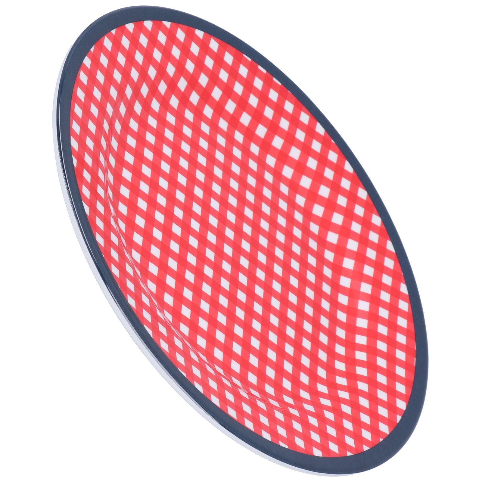 9in Imitation Porcelain Dinner Plate Decorative Reusable Snack Plate Lightweight Tableware for Cakes FruitRed Grid - Image 5