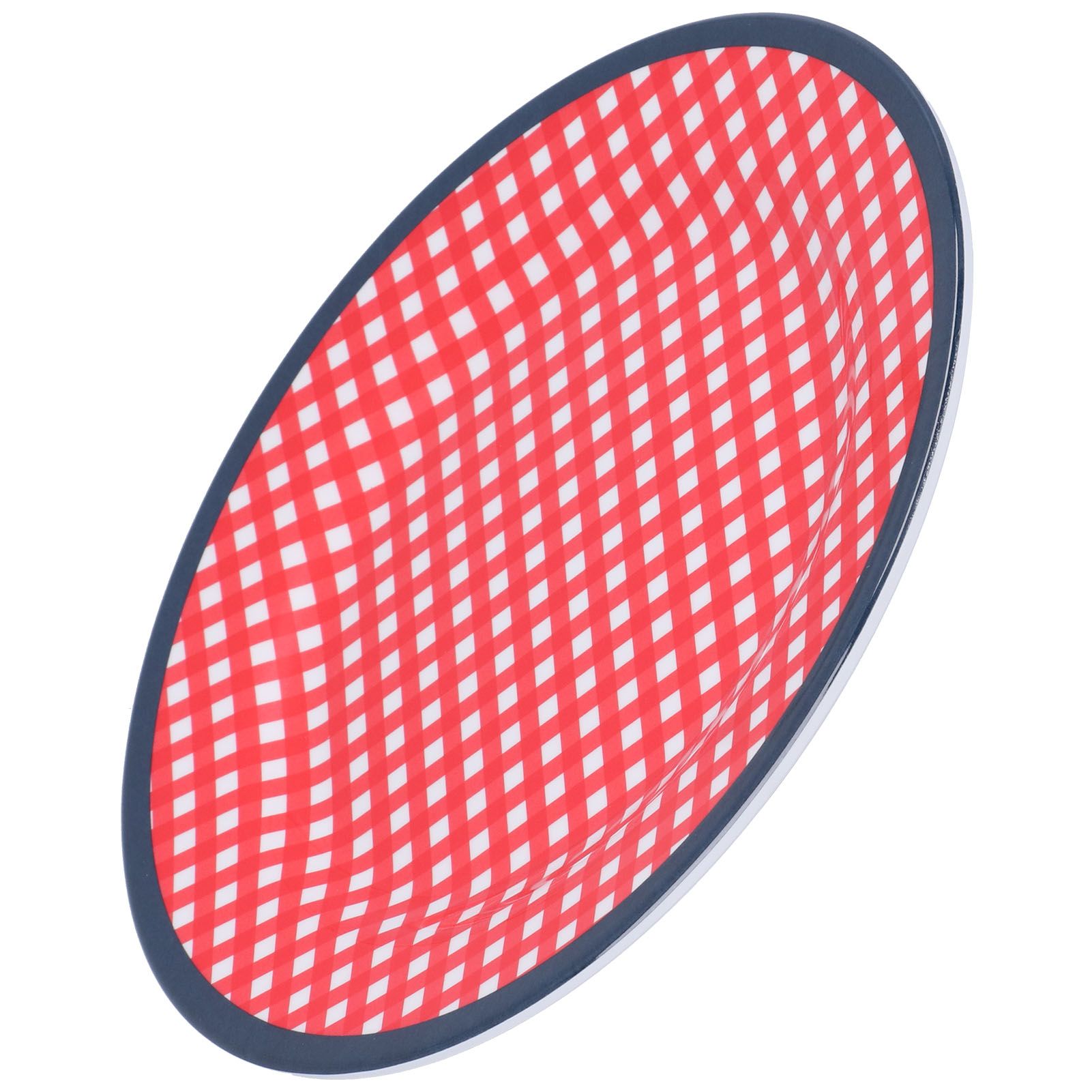 9in Imitation Porcelain Dinner Plate Decorative Reusable Snack Plate Lightweight Tableware for Cakes FruitRed Grid - Image 6