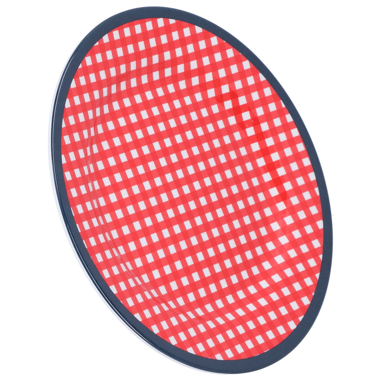 9in Imitation Porcelain Dinner Plate Decorative Reusable Snack Plate Lightweight Tableware for Cakes FruitRed Grid - Image 7