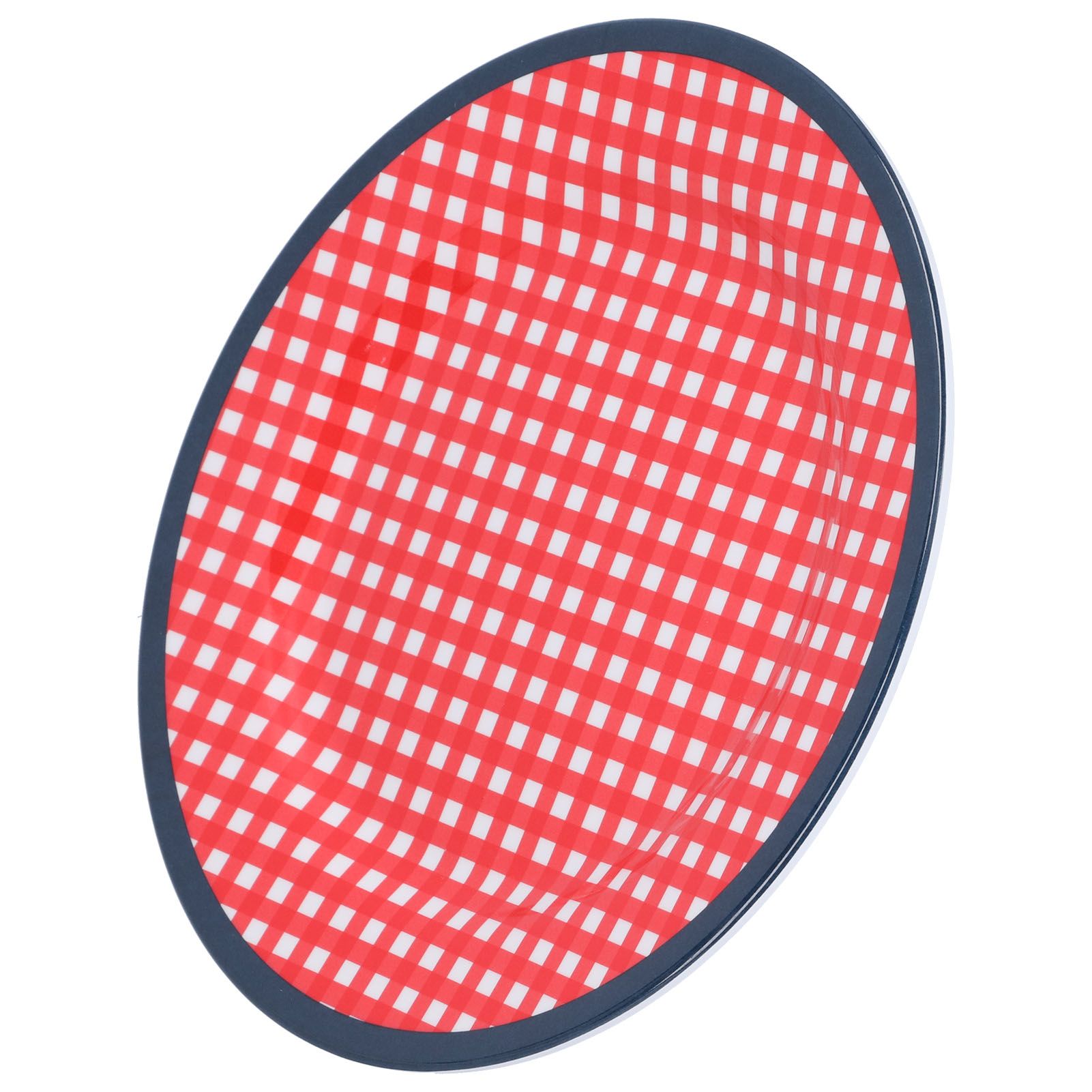 9in Imitation Porcelain Dinner Plate Decorative Reusable Snack Plate Lightweight Tableware for Cakes FruitRed Grid - Image 8