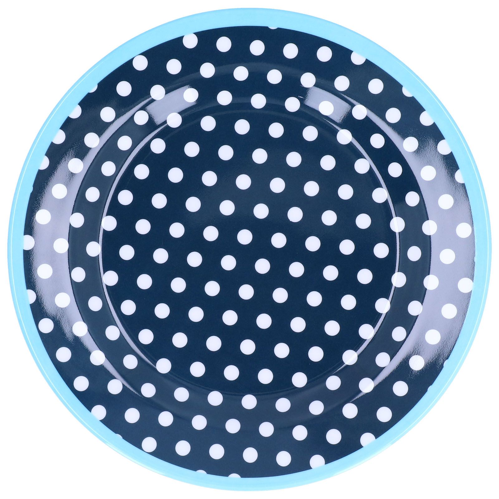 9in Imitation Porcelain Dinner Plate Decorative Reusable Snack Plate Lightweight Tableware for Cakes FruitDark Blue Dot - Image 1