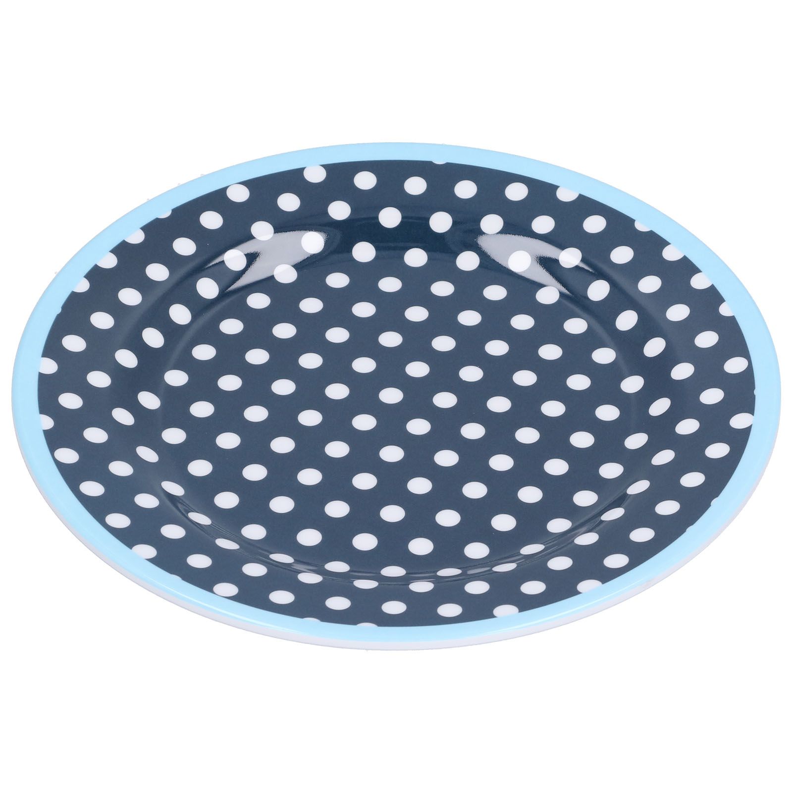 9in Imitation Porcelain Dinner Plate Decorative Reusable Snack Plate Lightweight Tableware for Cakes FruitDark Blue Dot - Image 2