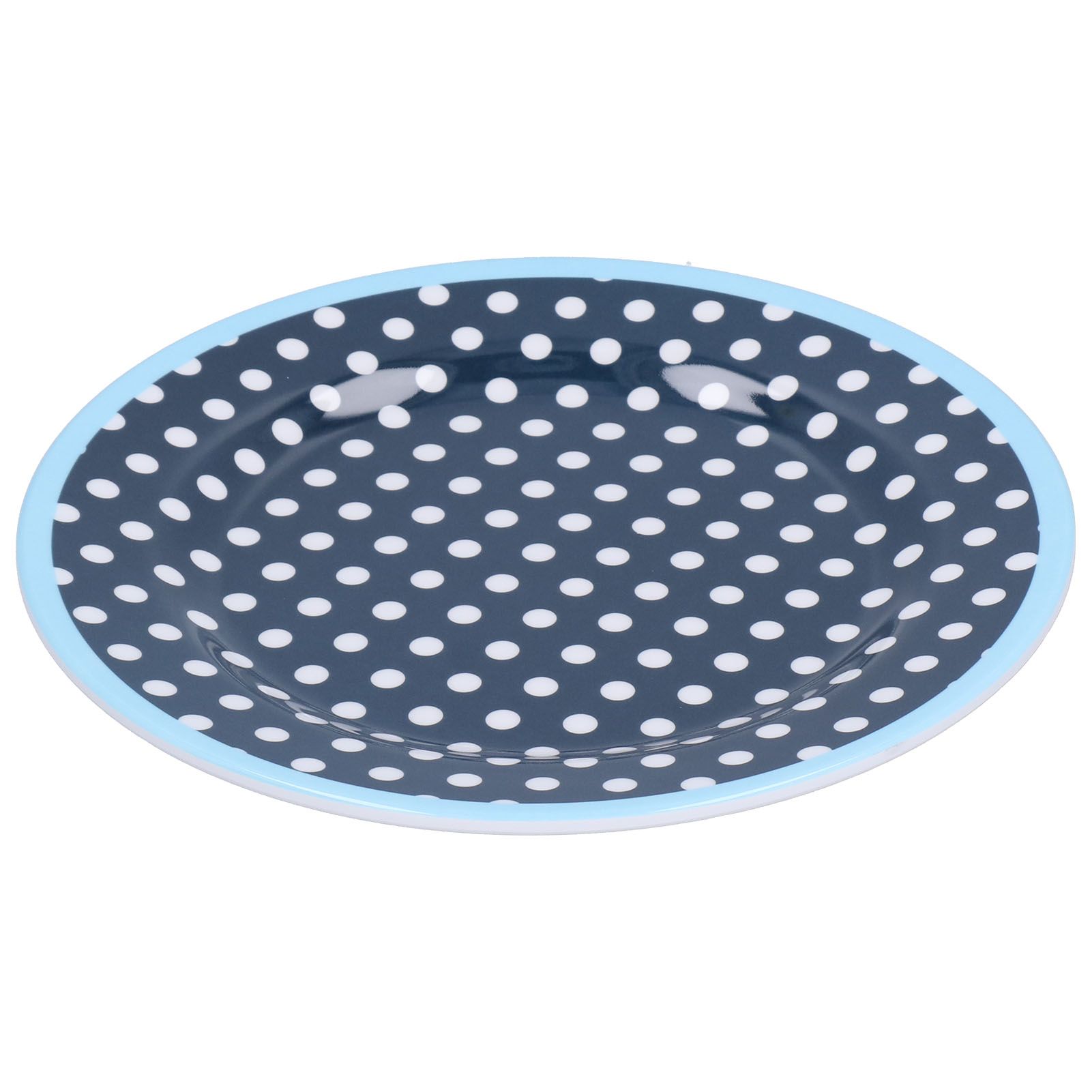 9in Imitation Porcelain Dinner Plate Decorative Reusable Snack Plate Lightweight Tableware for Cakes FruitDark Blue Dot - Image 3