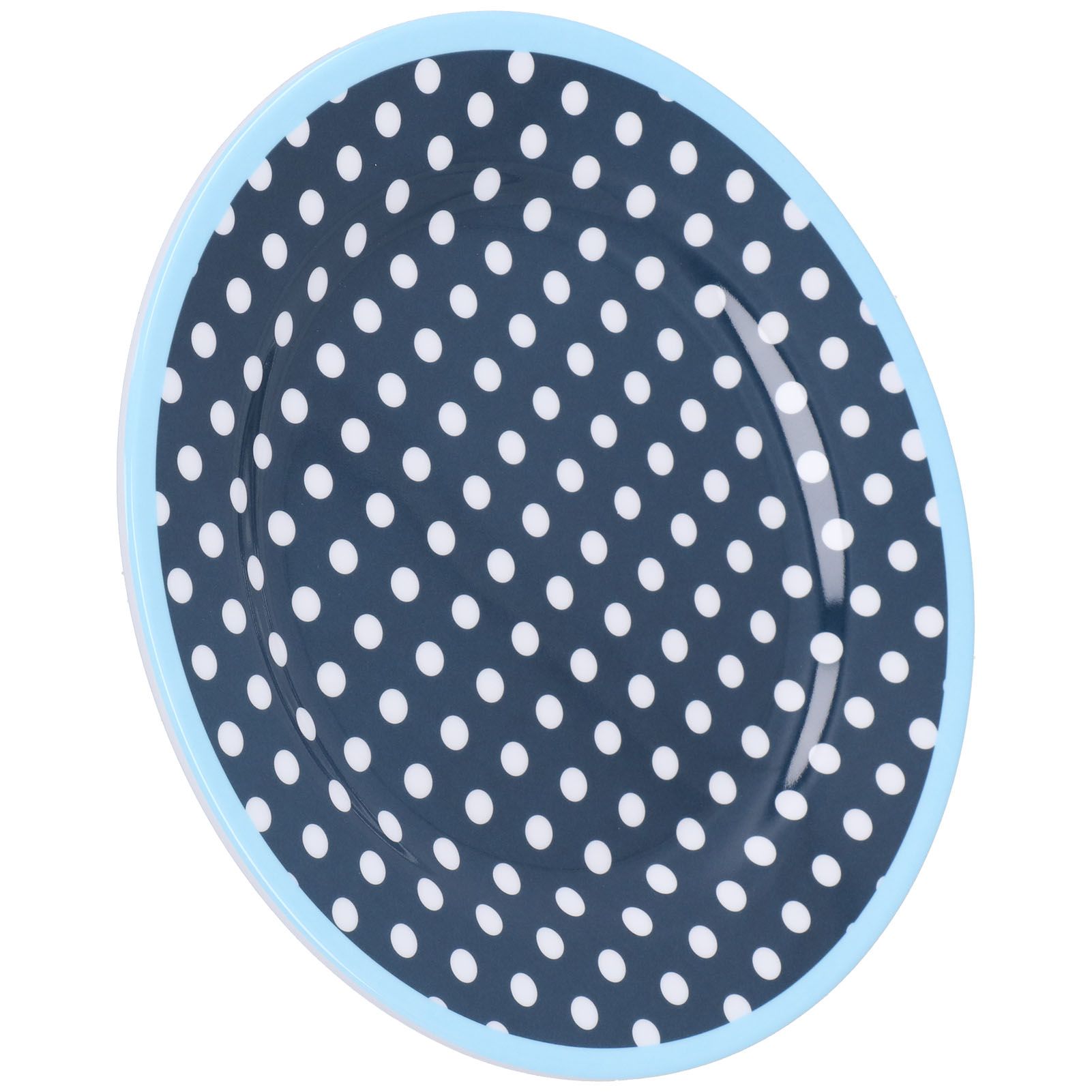 9in Imitation Porcelain Dinner Plate Decorative Reusable Snack Plate Lightweight Tableware for Cakes FruitDark Blue Dot - Image 5