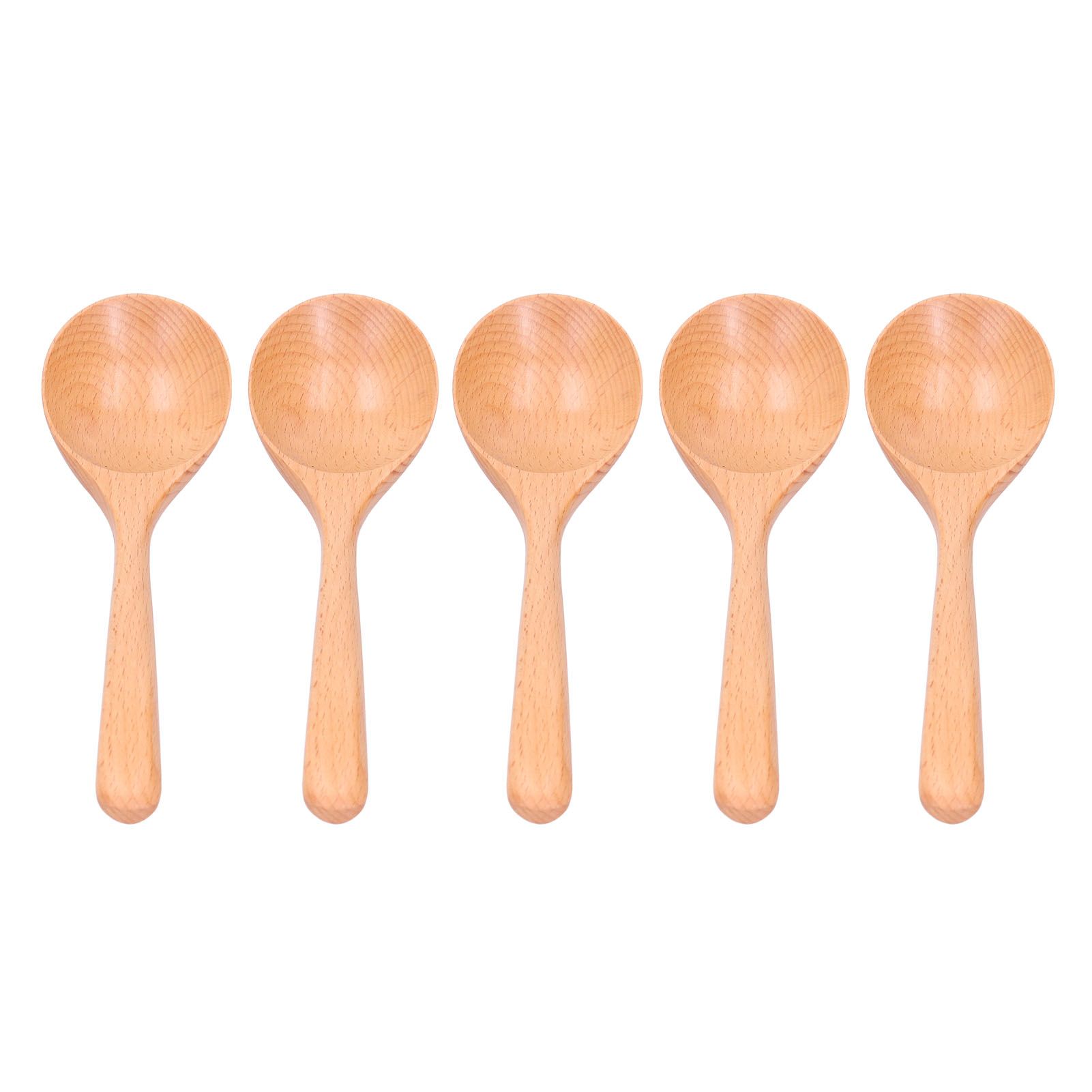 5pcs Wood Spoons Long Handle Wooden Ladle for Mixing Stirring Cooking Utensil ToolLog Color - Image 1