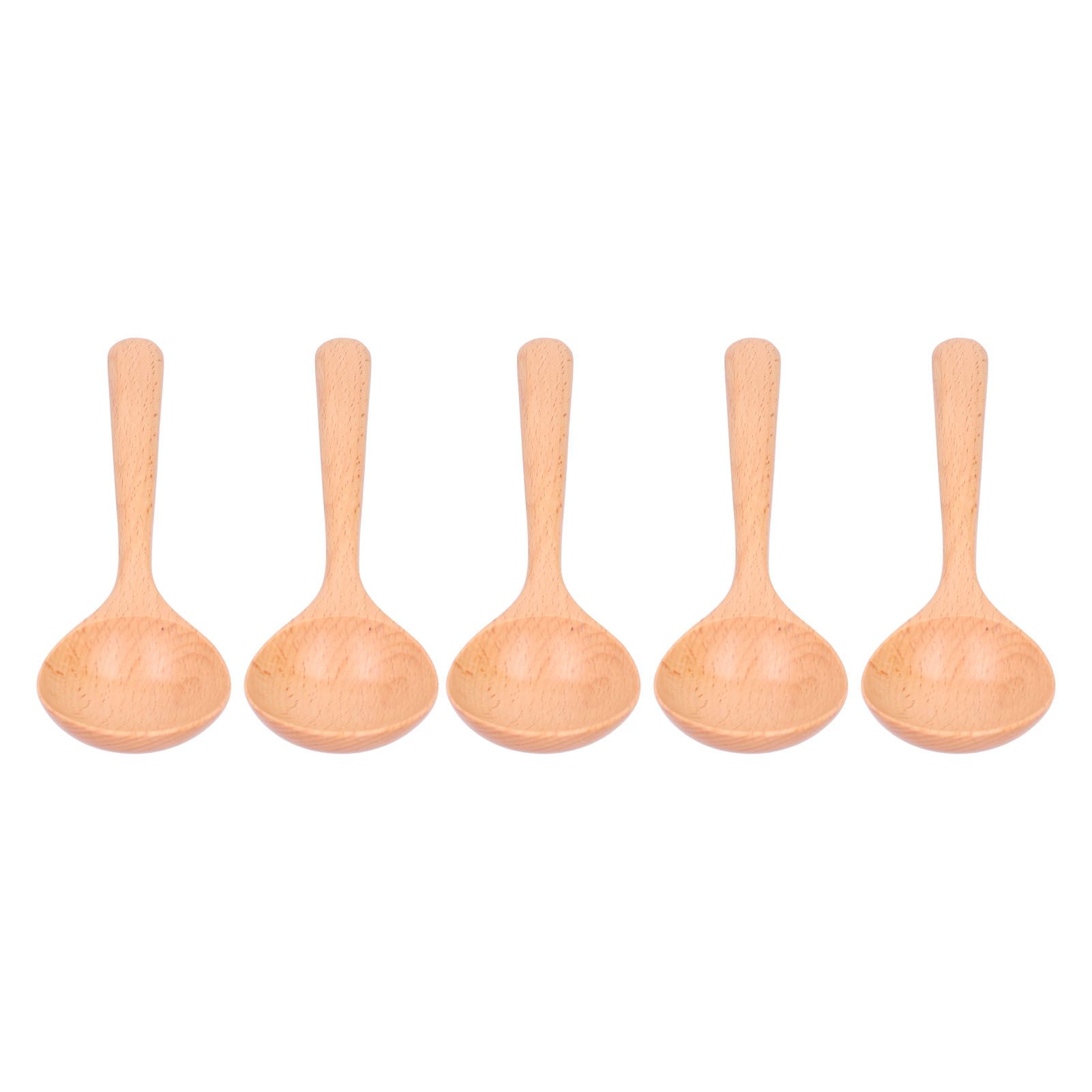 5pcs Wood Spoons Long Handle Wooden Ladle for Mixing Stirring Cooking Utensil ToolLog Color - Image 2