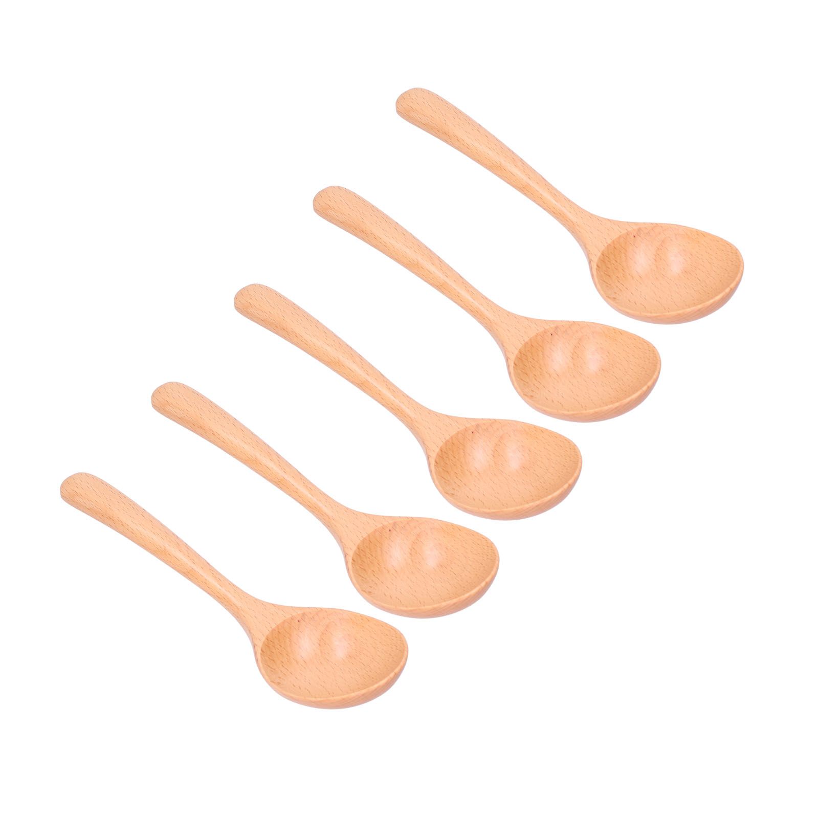 5pcs Wood Spoons Long Handle Wooden Ladle for Mixing Stirring Cooking Utensil ToolLog Color - Image 3