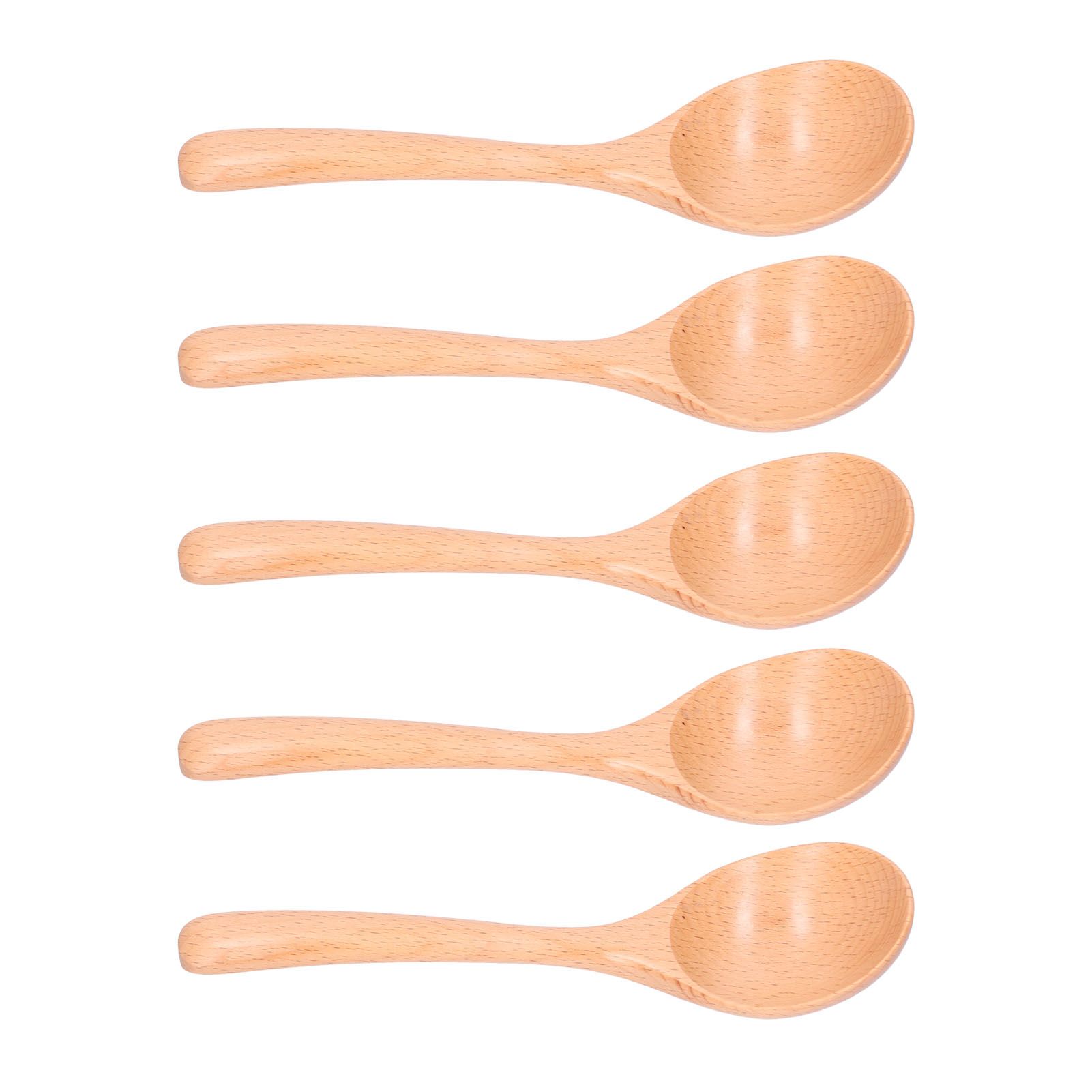 5pcs Wood Spoons Long Handle Wooden Ladle for Mixing Stirring Cooking Utensil ToolLog Color - Image 4
