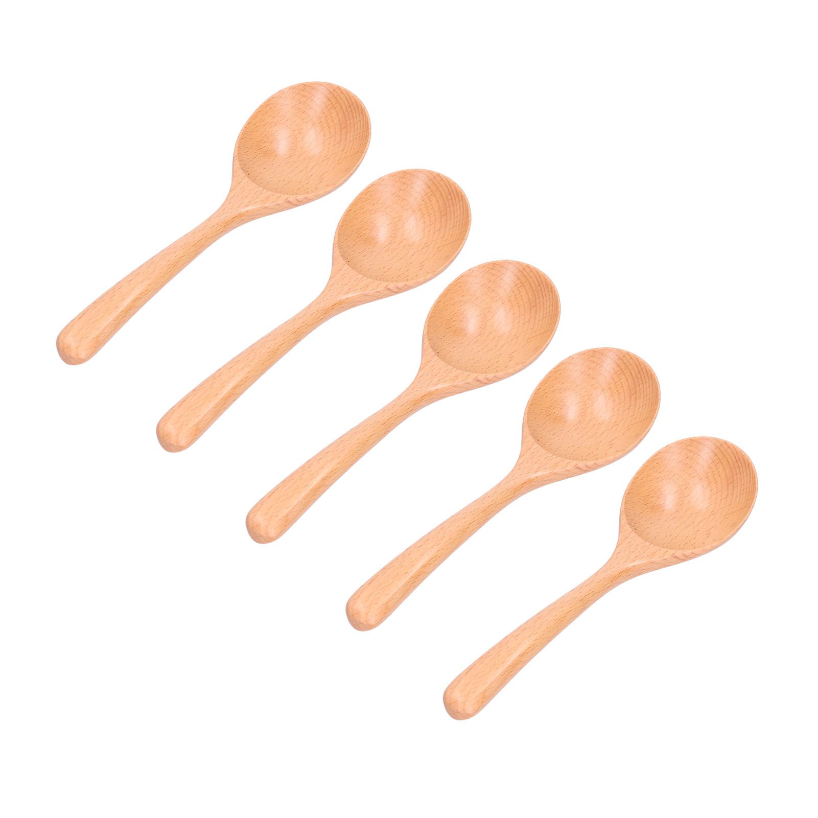 5pcs Wood Spoons Long Handle Wooden Ladle for Mixing Stirring Cooking Utensil ToolLog Color - Image 5