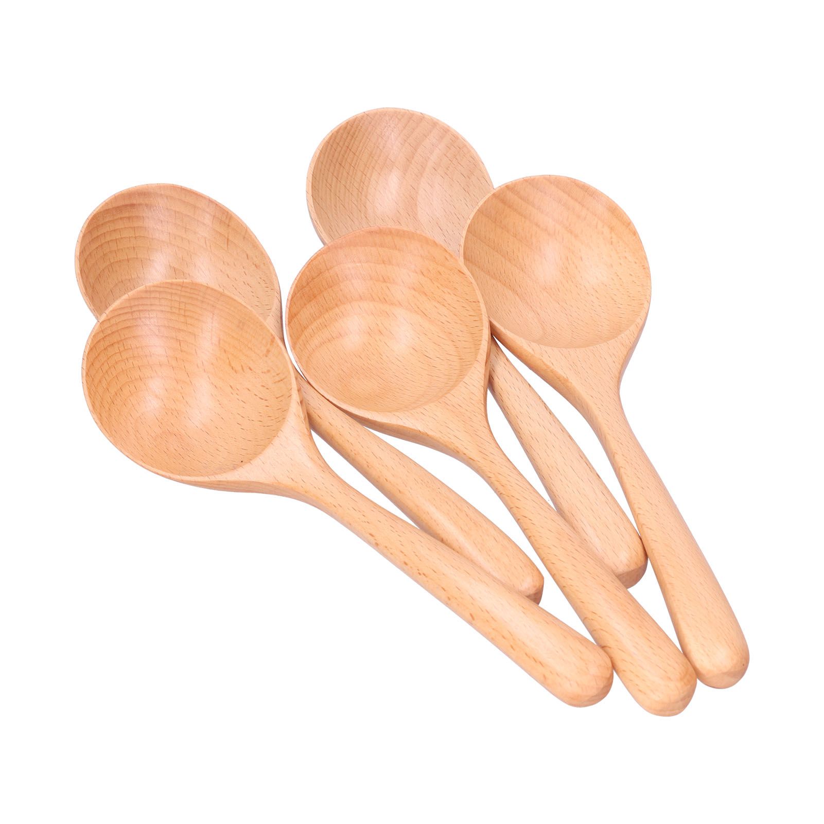 5pcs Wood Spoons Long Handle Wooden Ladle for Mixing Stirring Cooking Utensil ToolLog Color - Image 6