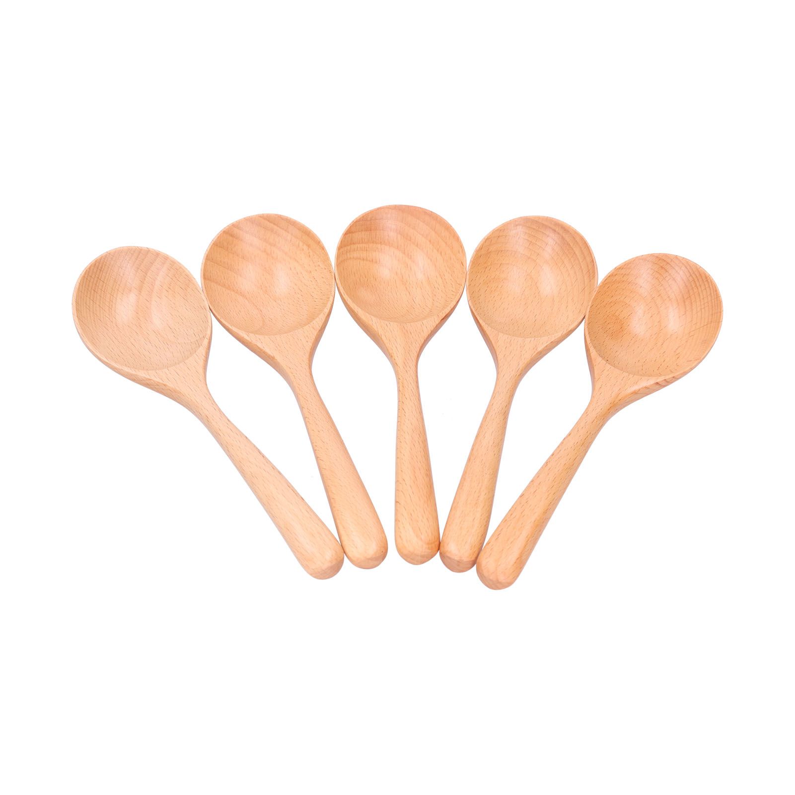 5pcs Wood Spoons Long Handle Wooden Ladle for Mixing Stirring Cooking Utensil ToolLog Color - Image 7