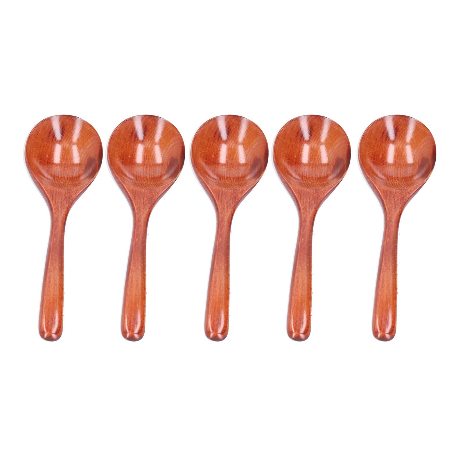 5pcs Wood Spoons Long Handle Wooden Ladle for Mixing Stirring Cooking Utensil ToolDark Color - Image 1