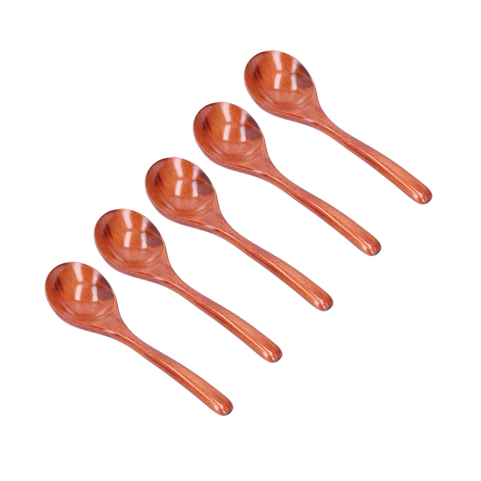5pcs Wood Spoons Long Handle Wooden Ladle for Mixing Stirring Cooking Utensil ToolDark Color - Image 2