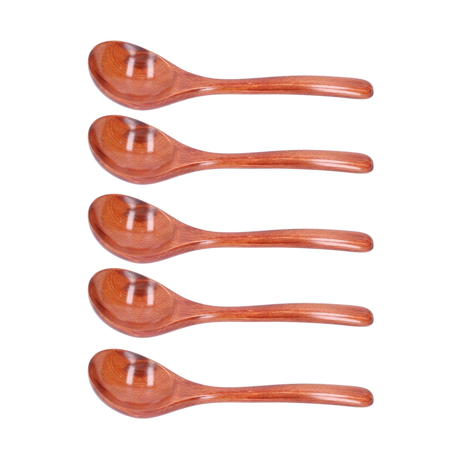 5pcs Wood Spoons Long Handle Wooden Ladle for Mixing Stirring Cooking Utensil ToolDark Color - Image 3