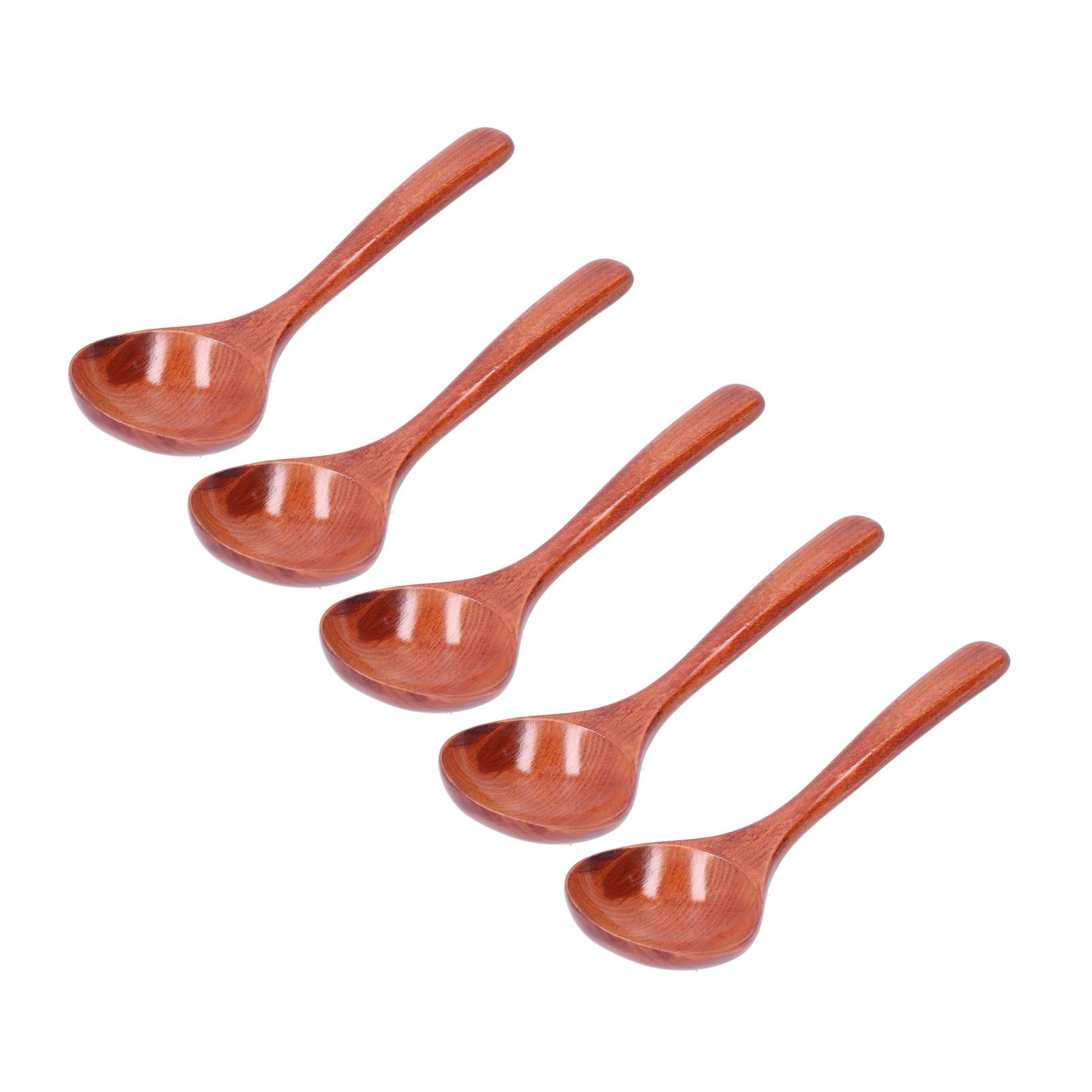 5pcs Wood Spoons Long Handle Wooden Ladle for Mixing Stirring Cooking Utensil ToolDark Color - Image 4