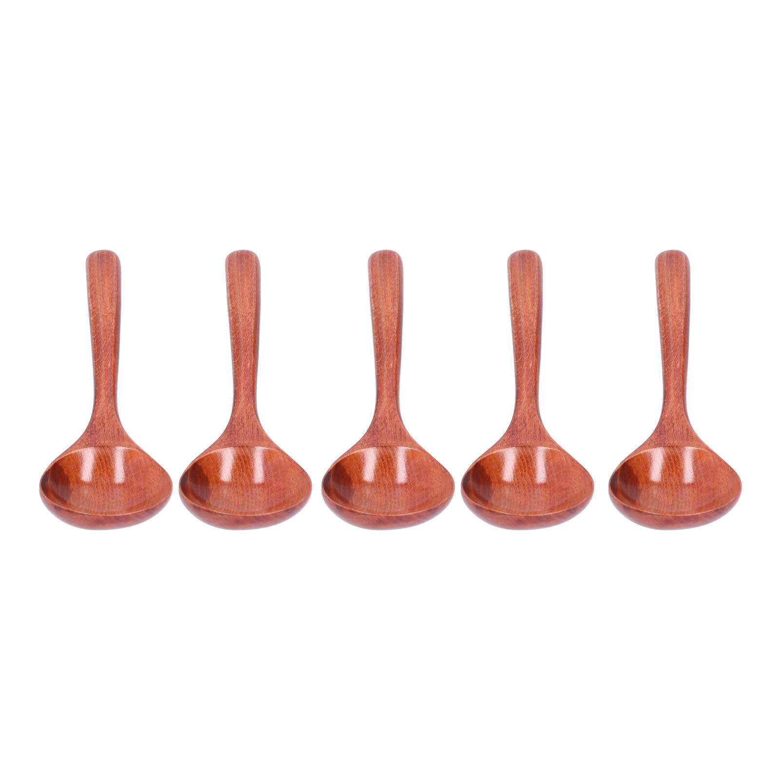 5pcs Wood Spoons Long Handle Wooden Ladle for Mixing Stirring Cooking Utensil ToolDark Color - Image 5