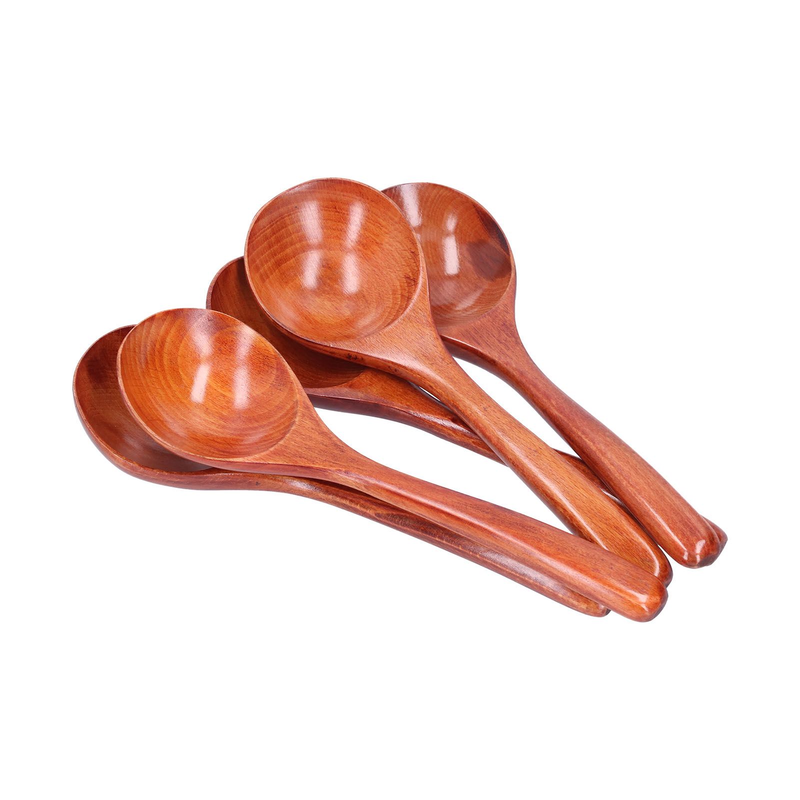 5pcs Wood Spoons Long Handle Wooden Ladle for Mixing Stirring Cooking Utensil ToolDark Color - Image 6