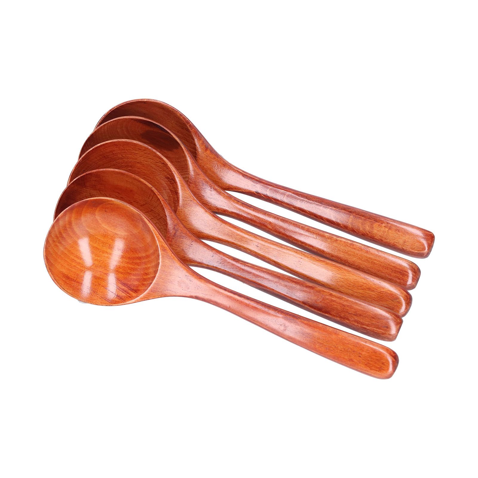 5pcs Wood Spoons Long Handle Wooden Ladle for Mixing Stirring Cooking Utensil ToolDark Color - Image 7