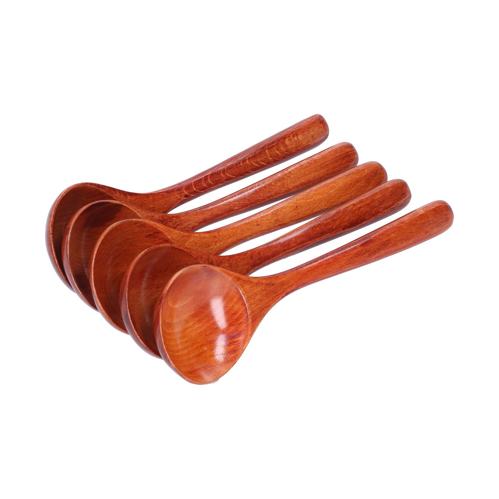 5pcs Wood Spoons Long Handle Wooden Ladle for Mixing Stirring Cooking Utensil ToolDark Color - Image 8