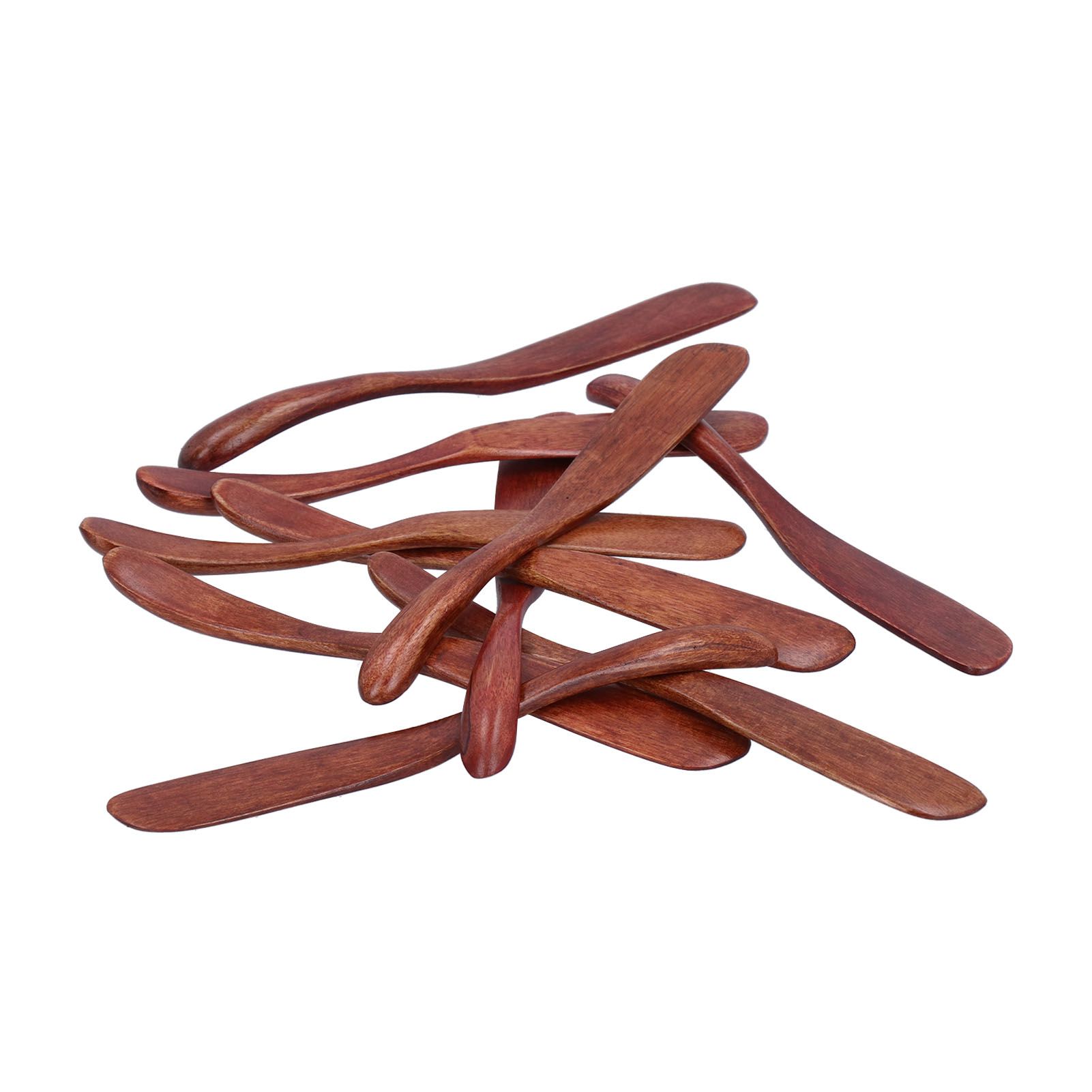 10pcs Wooden Dinner Knife Cheese Spreader Cake Knife Reusable Dinnerware Kitchen Gadgets for Home Kitchen Picnic RestaurantDark Color - Image 2