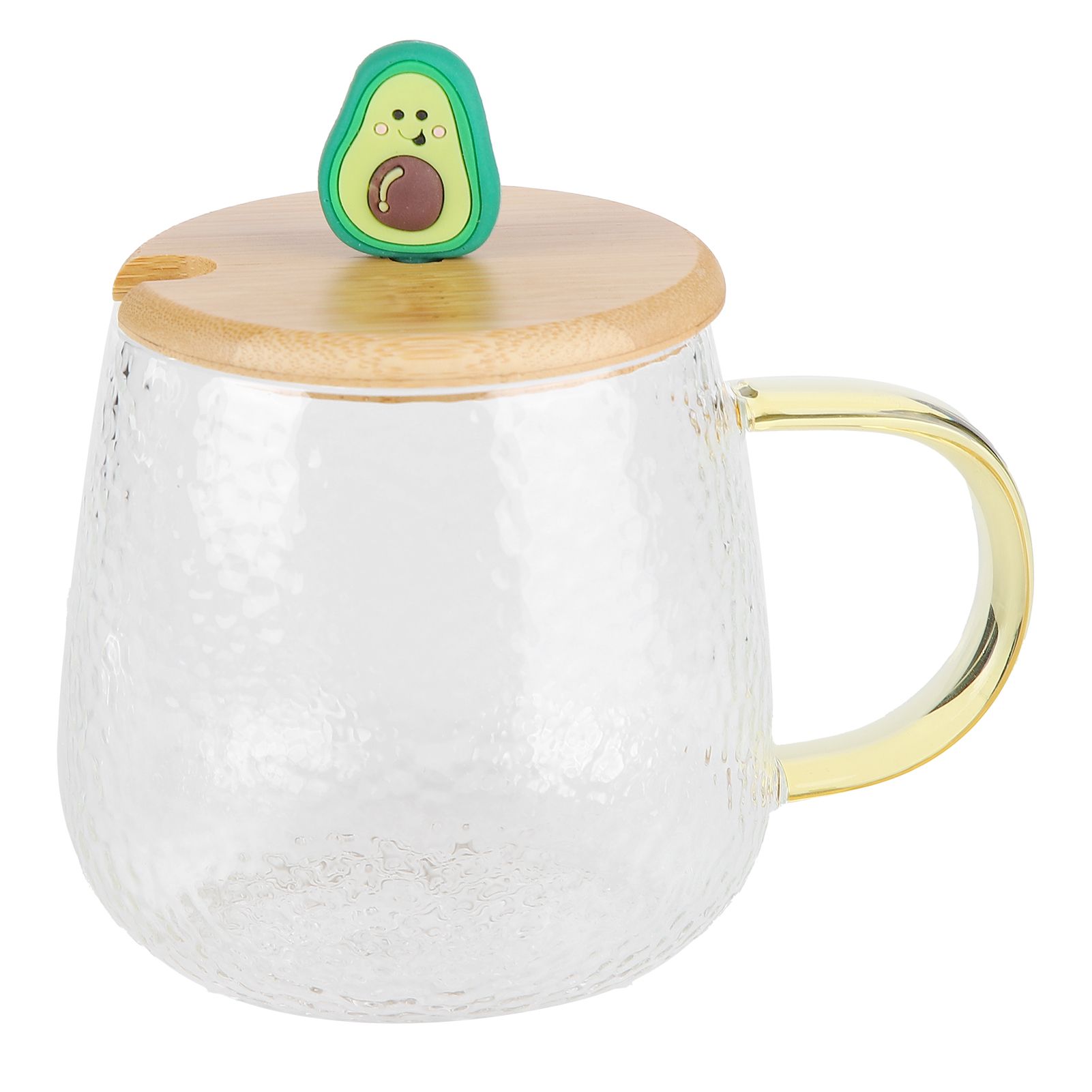 400ml Cute High Borosilicate Glass Cup HeatResistant Mug with Stainless Steel Spoon Bamboo Lid(Avocado ) - Image 2