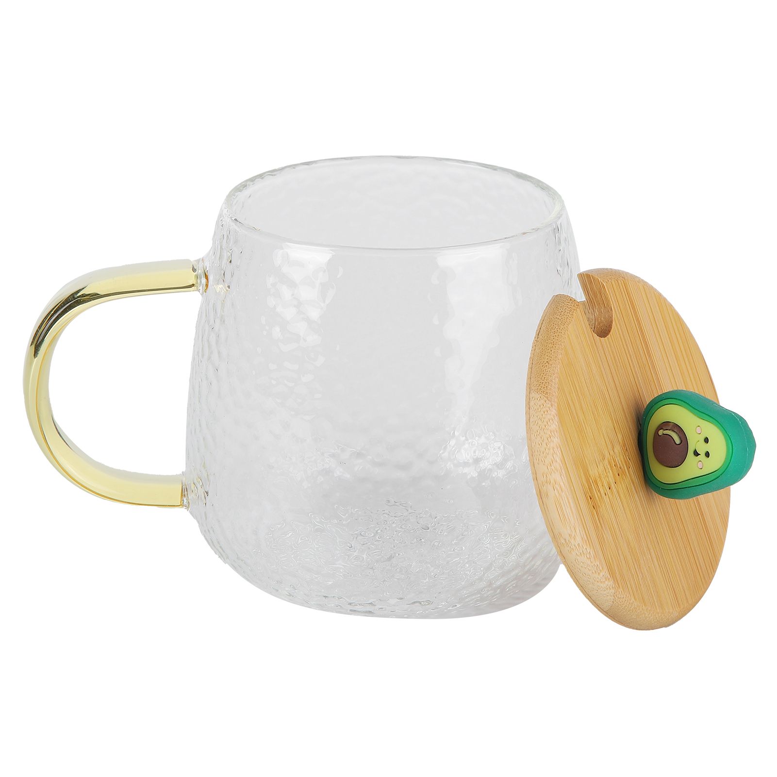 400ml Cute High Borosilicate Glass Cup HeatResistant Mug with Stainless Steel Spoon Bamboo Lid(Avocado ) - Image 4