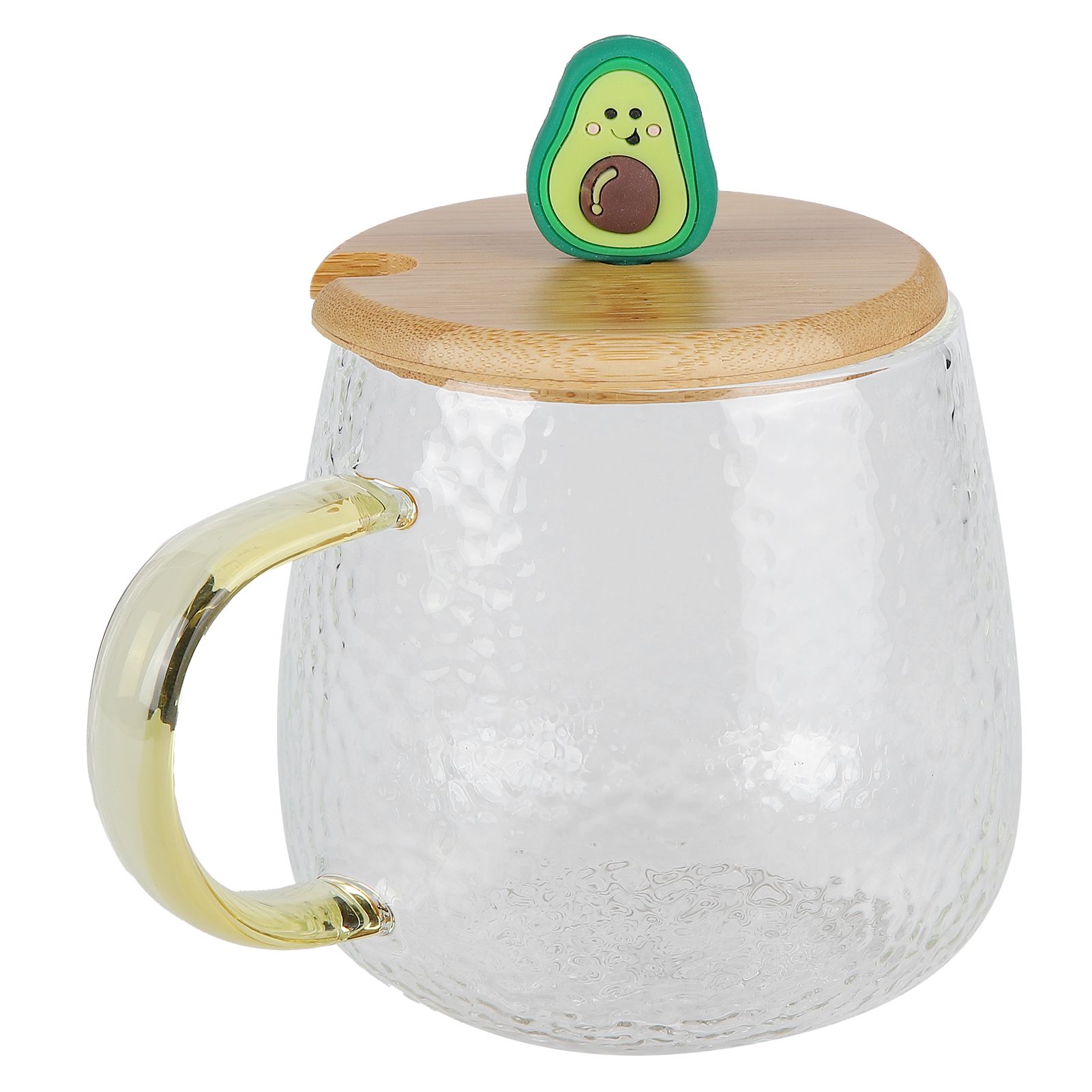 400ml Cute High Borosilicate Glass Cup HeatResistant Mug with Stainless Steel Spoon Bamboo Lid(Avocado ) - Image 5