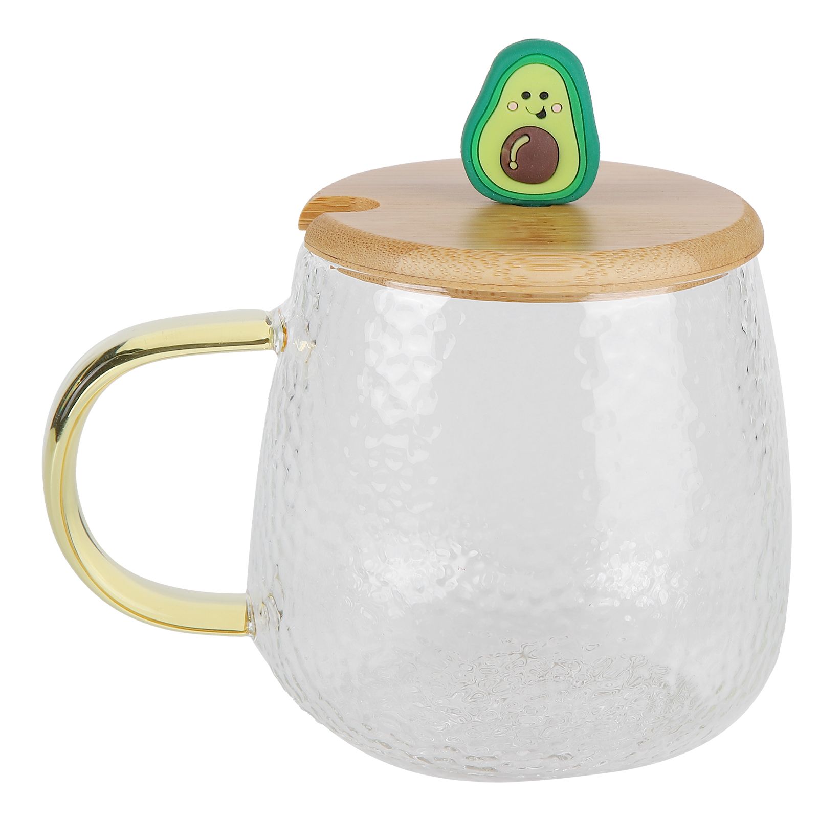 400ml Cute High Borosilicate Glass Cup HeatResistant Mug with Stainless Steel Spoon Bamboo Lid(Avocado ) - Image 6