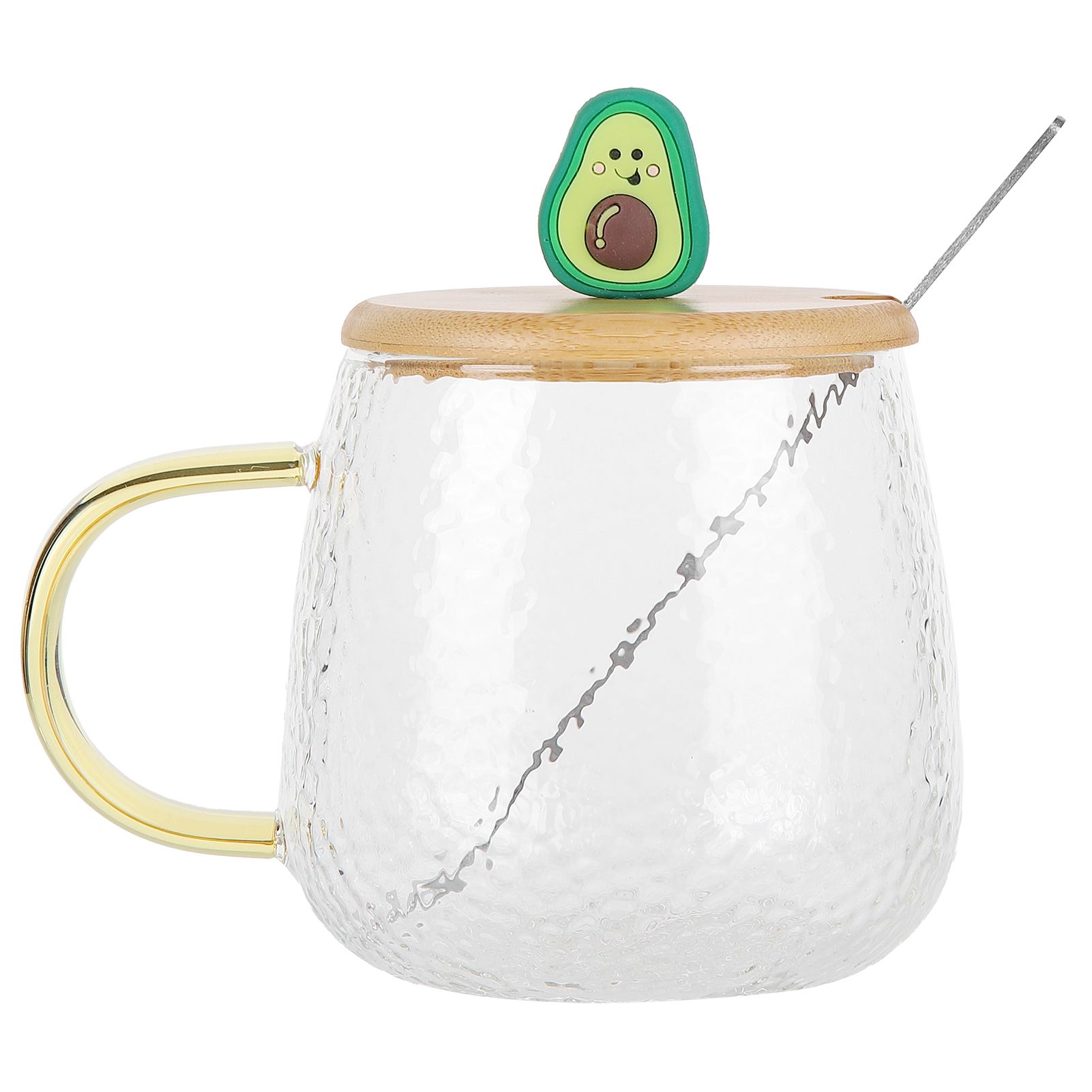 400ml Cute High Borosilicate Glass Cup HeatResistant Mug with Stainless Steel Spoon Bamboo Lid(Avocado ) - Image 8