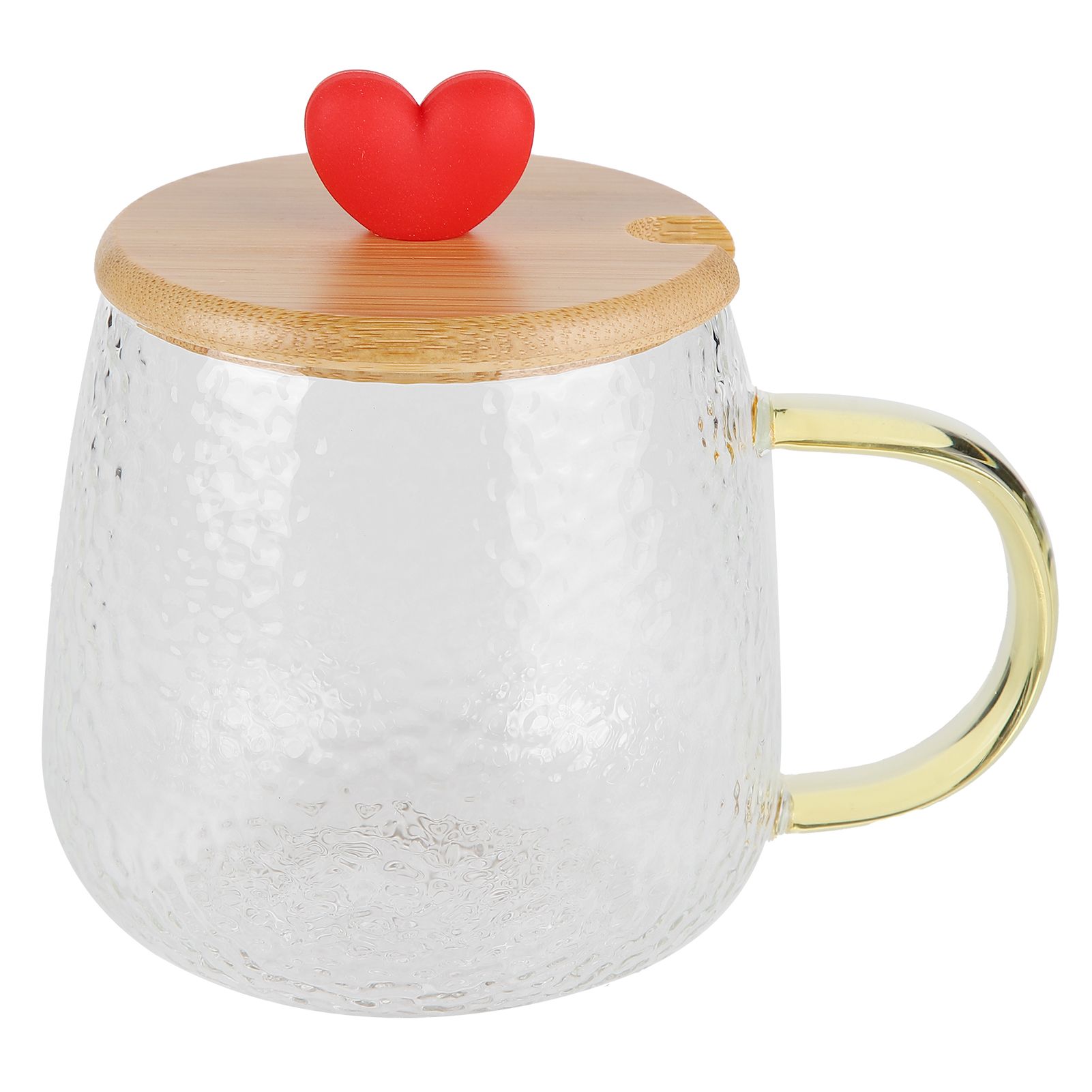 400ml Cute High Borosilicate Glass Cup HeatResistant Mug with Stainless Steel Spoon Bamboo Lid(Love ) - Image 2