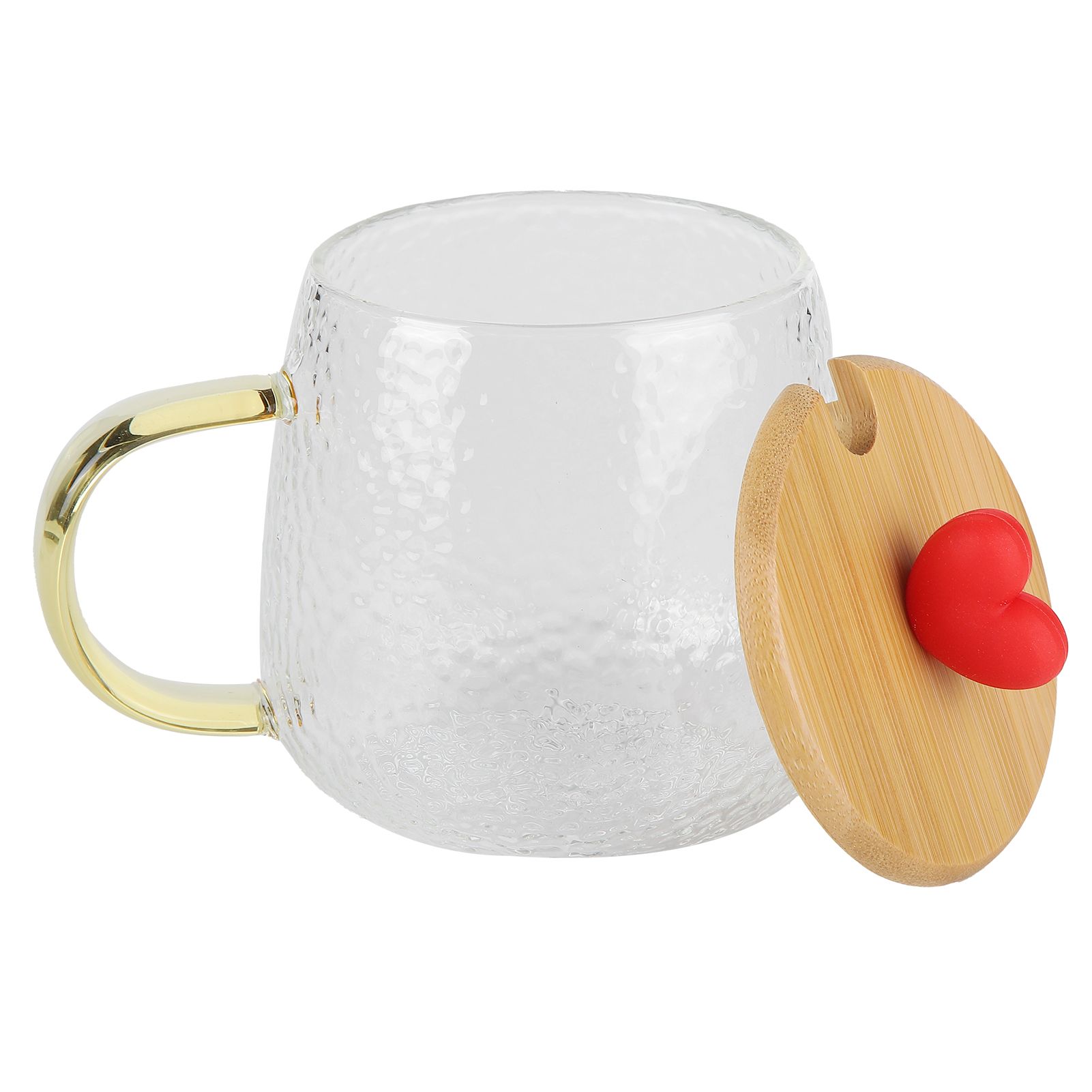 400ml Cute High Borosilicate Glass Cup HeatResistant Mug with Stainless Steel Spoon Bamboo Lid(Love ) - Image 3