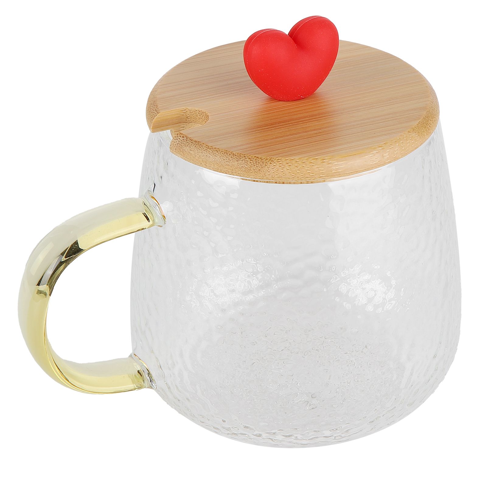 400ml Cute High Borosilicate Glass Cup HeatResistant Mug with Stainless Steel Spoon Bamboo Lid(Love ) - Image 4