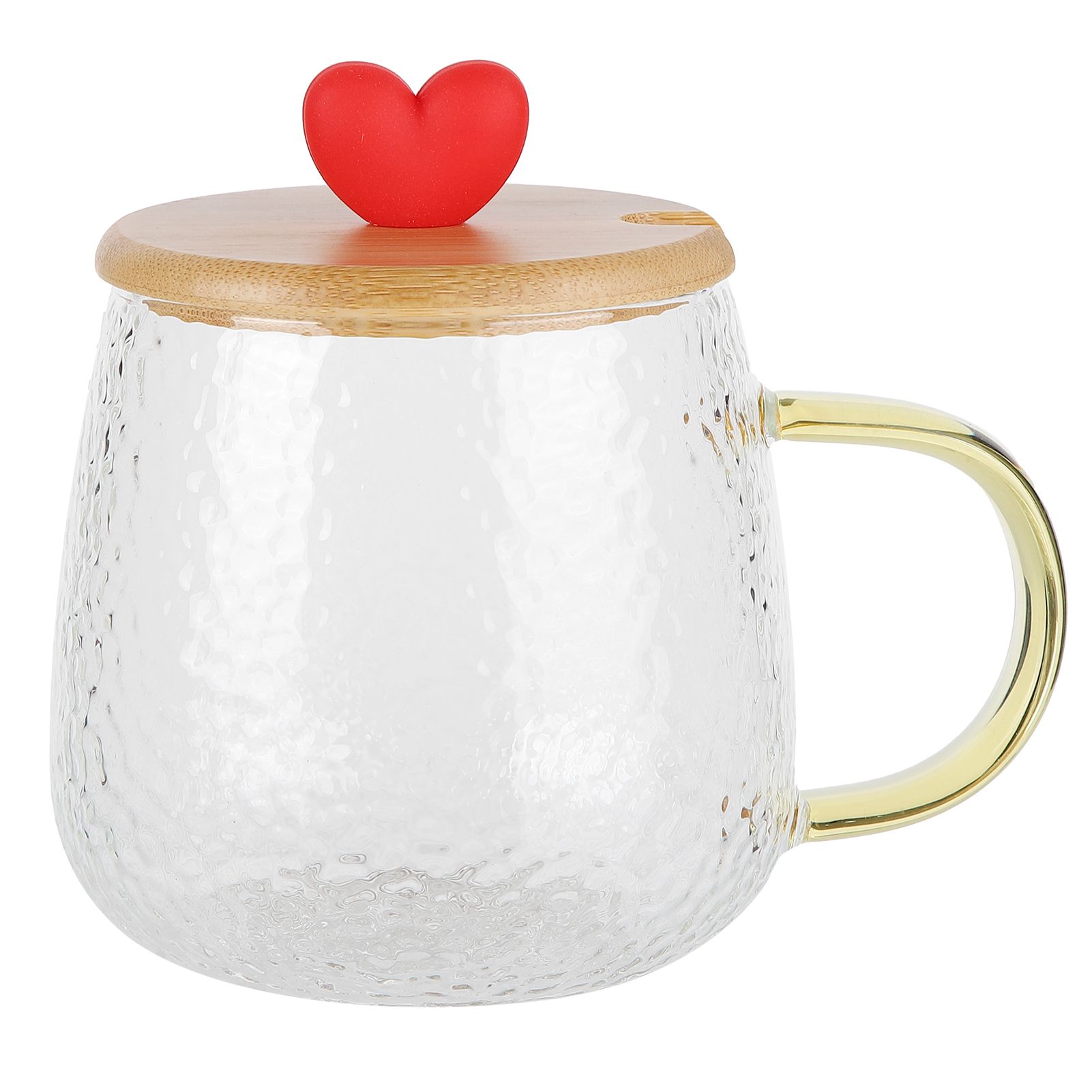 400ml Cute High Borosilicate Glass Cup HeatResistant Mug with Stainless Steel Spoon Bamboo Lid(Love ) - Image 5