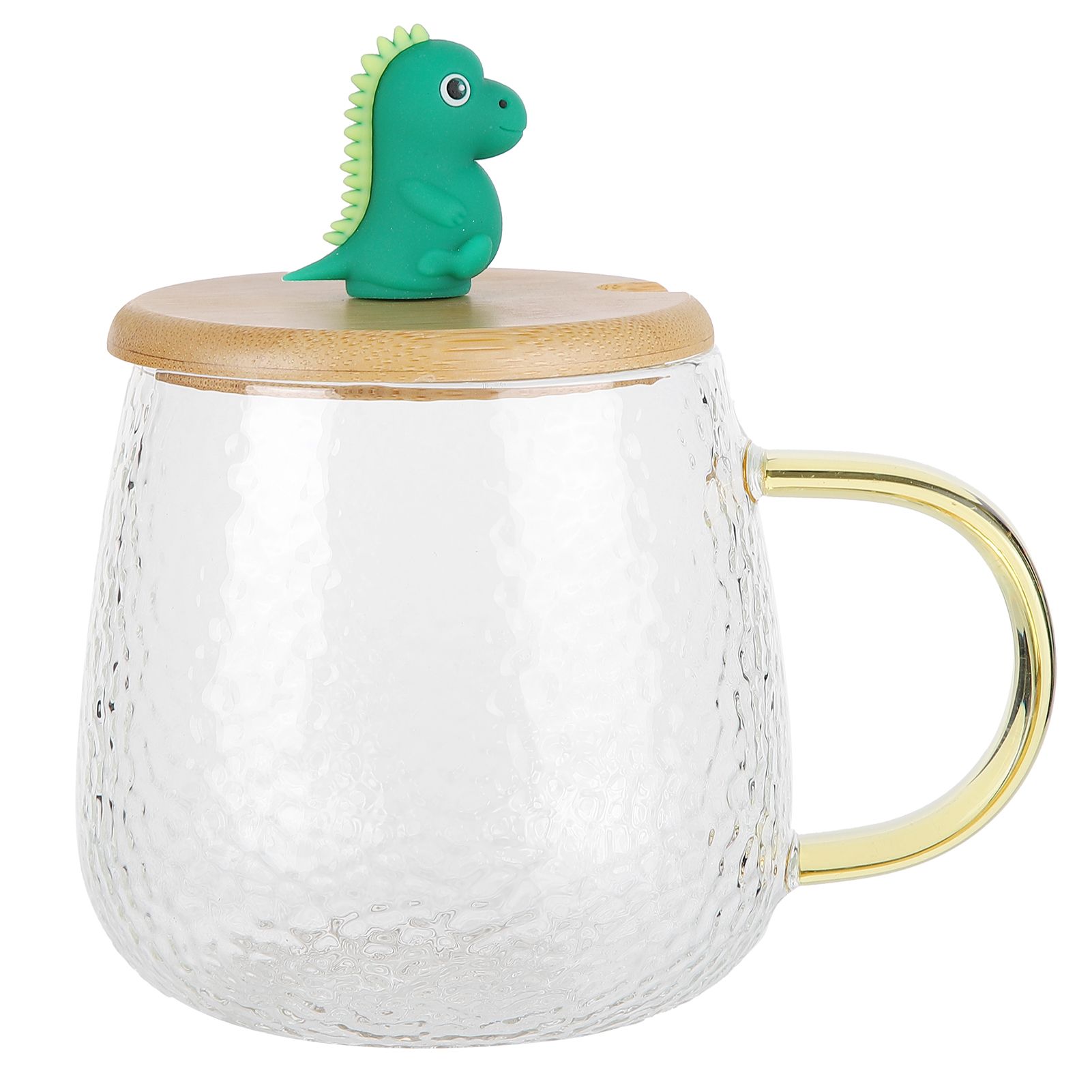 400ml Cute High Borosilicate Glass Cup HeatResistant Mug with Stainless Steel Spoon Bamboo Lid(Dinosaur ) - Image 5