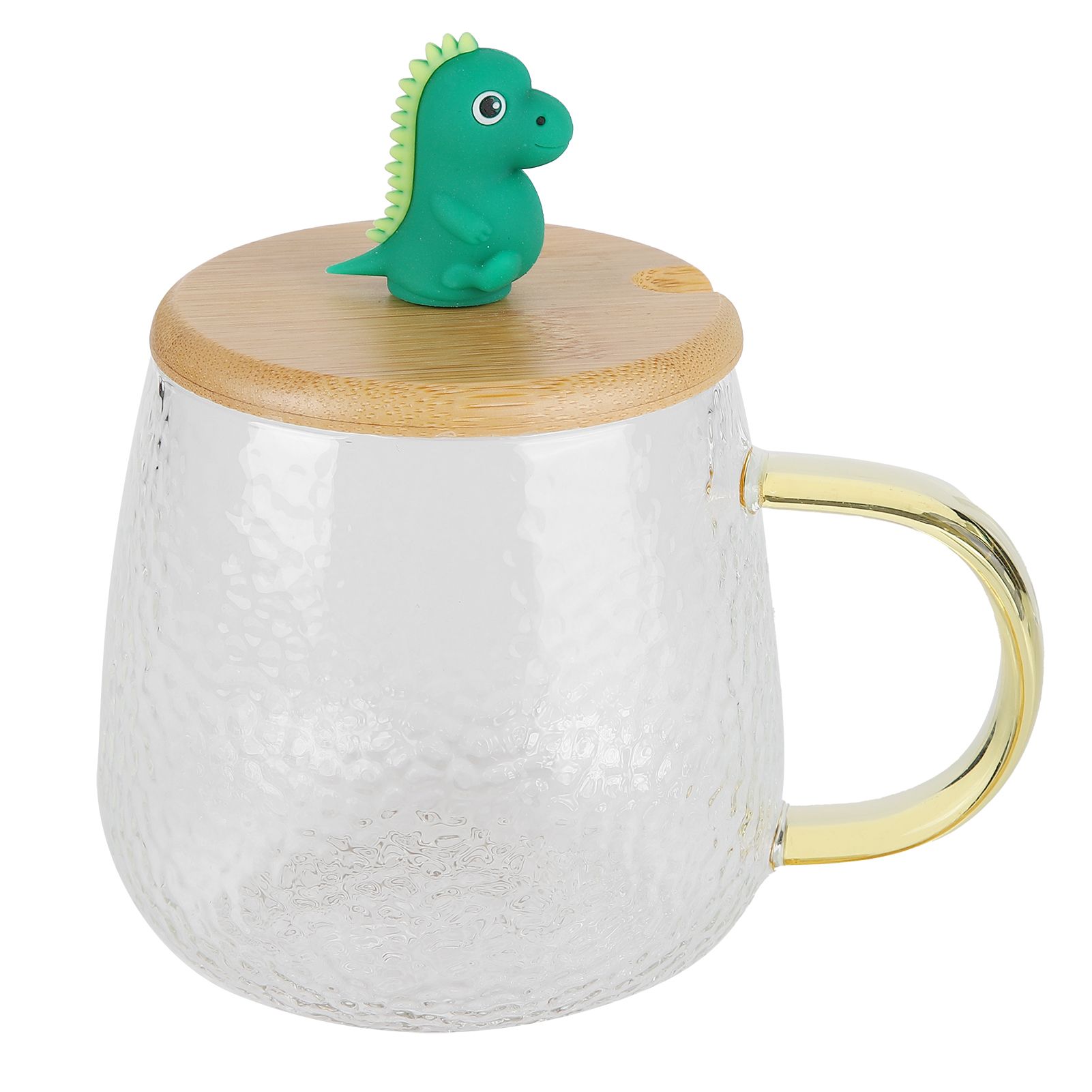 400ml Cute High Borosilicate Glass Cup HeatResistant Mug with Stainless Steel Spoon Bamboo Lid(Dinosaur ) - Image 6