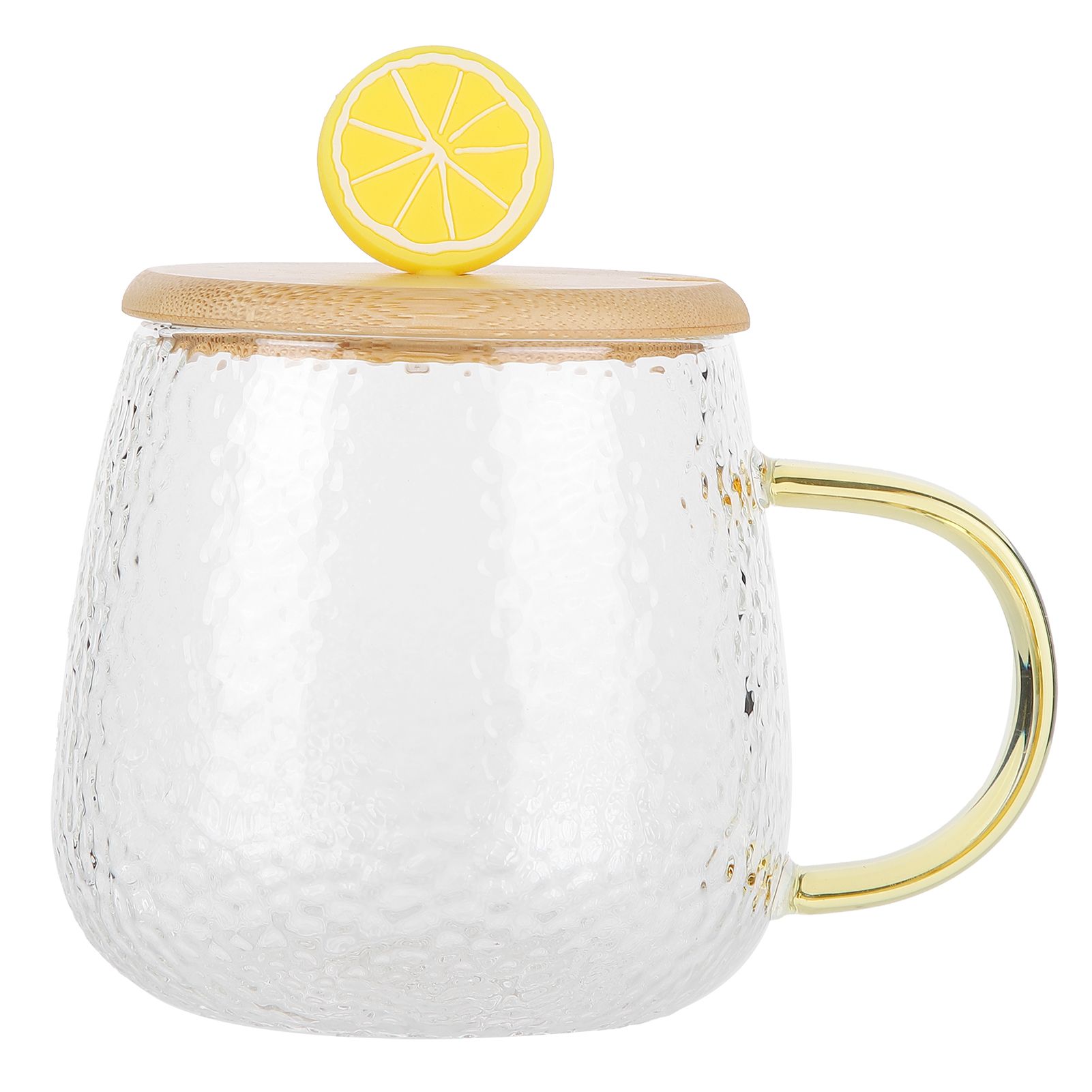 400ml Cute High Borosilicate Glass Cup HeatResistant Mug with Stainless Steel Spoon Bamboo Lid(Lemon ) - Image 8