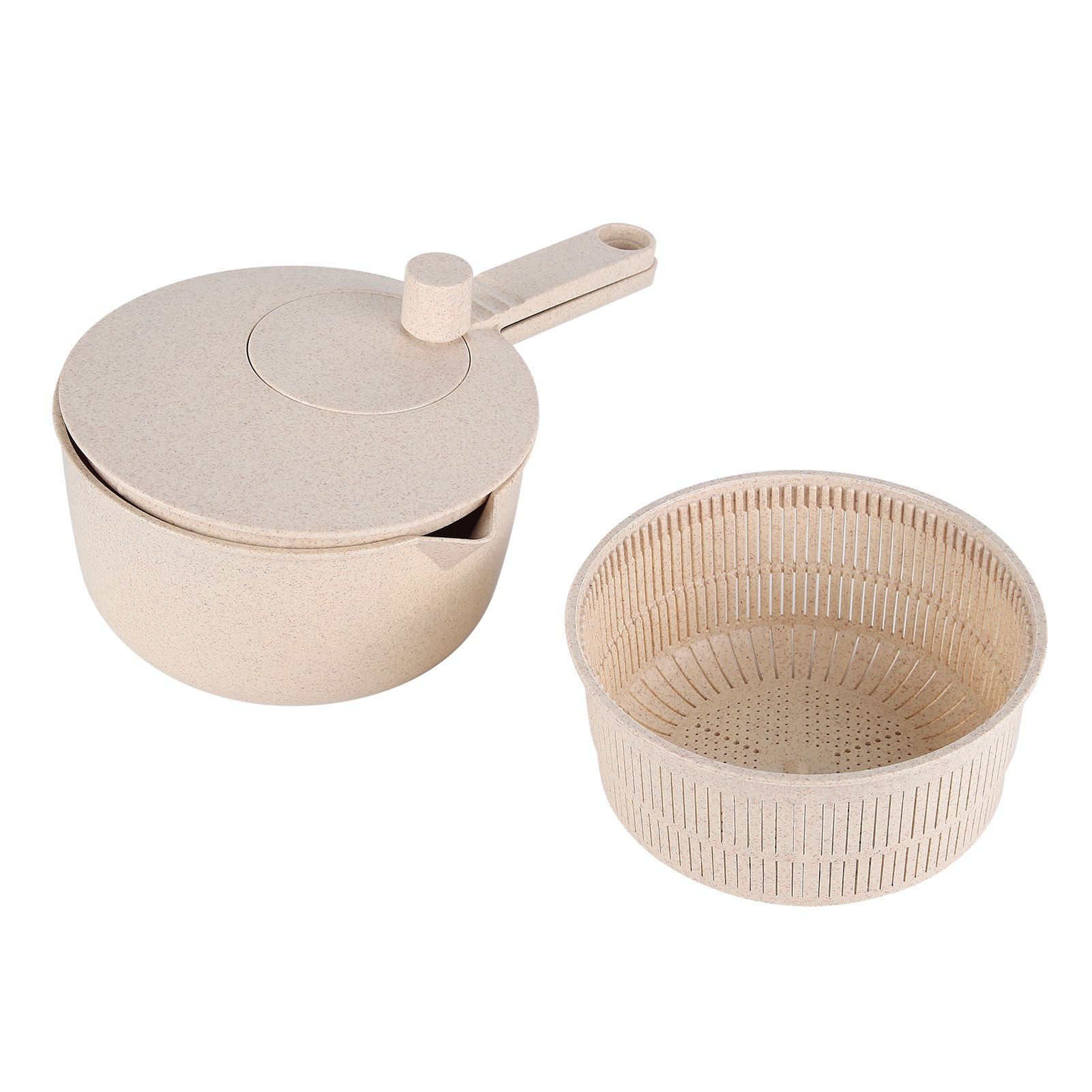 Salad Spinner Fruit Vegetable Dryer Strainer Sifter Manual Vegetables Rice Washing Tool for Kitchen SuppliesBeige - Image 2