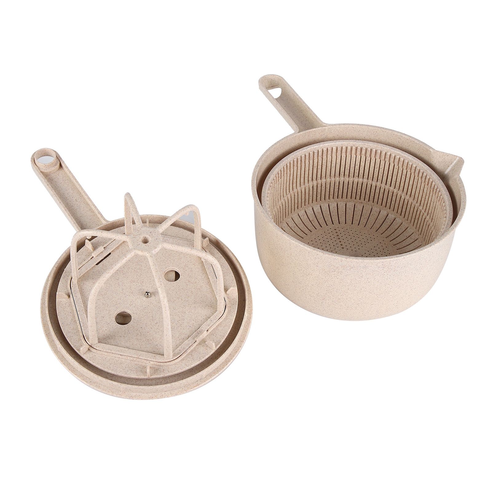 Salad Spinner Fruit Vegetable Dryer Strainer Sifter Manual Vegetables Rice Washing Tool for Kitchen SuppliesBeige - Image 4