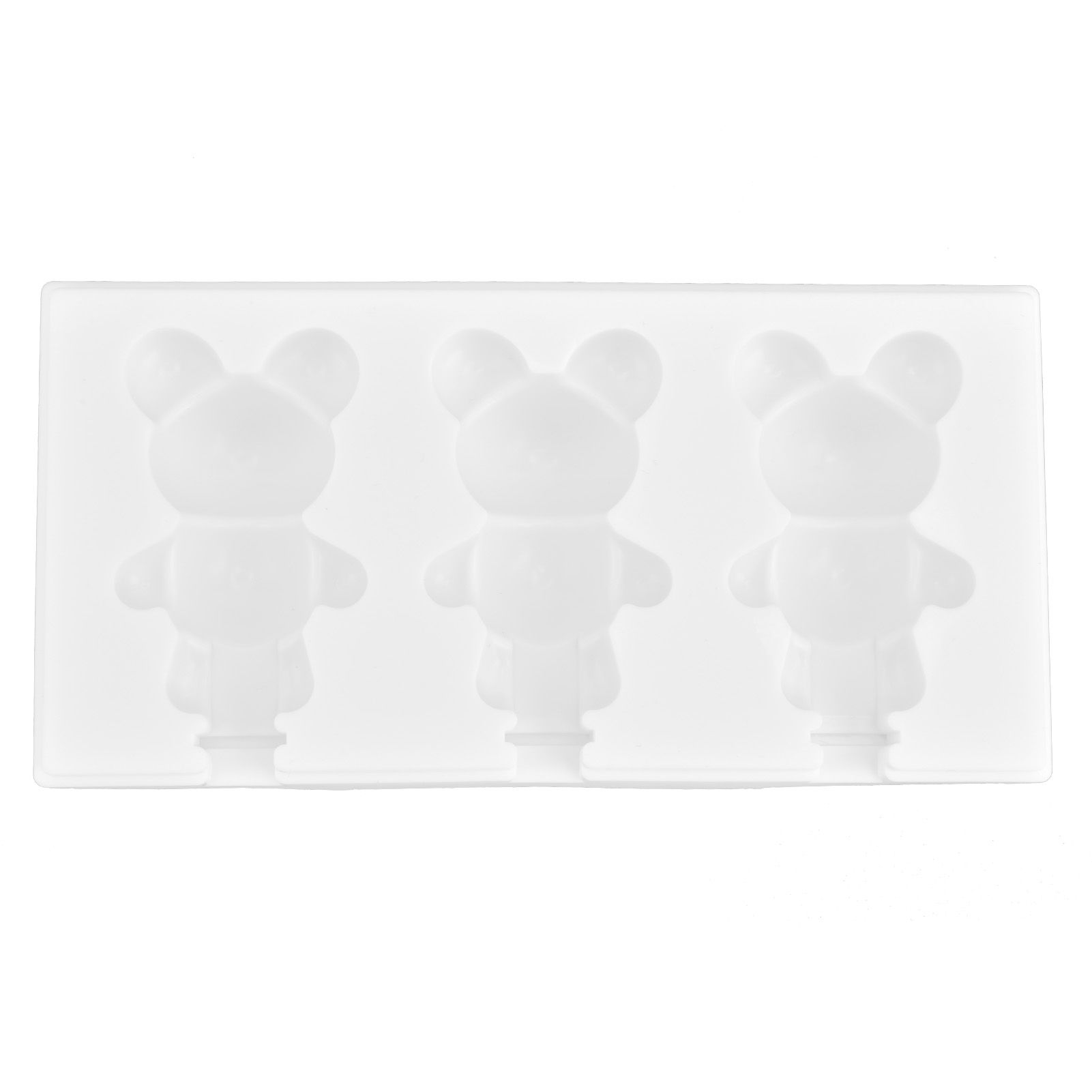 Multi Grid Silicone Ice Bar Mold Heat Resistant Ice Cream Making Mold Kitchen DIY Tool(3Grid Bear Shape ) - Image 1
