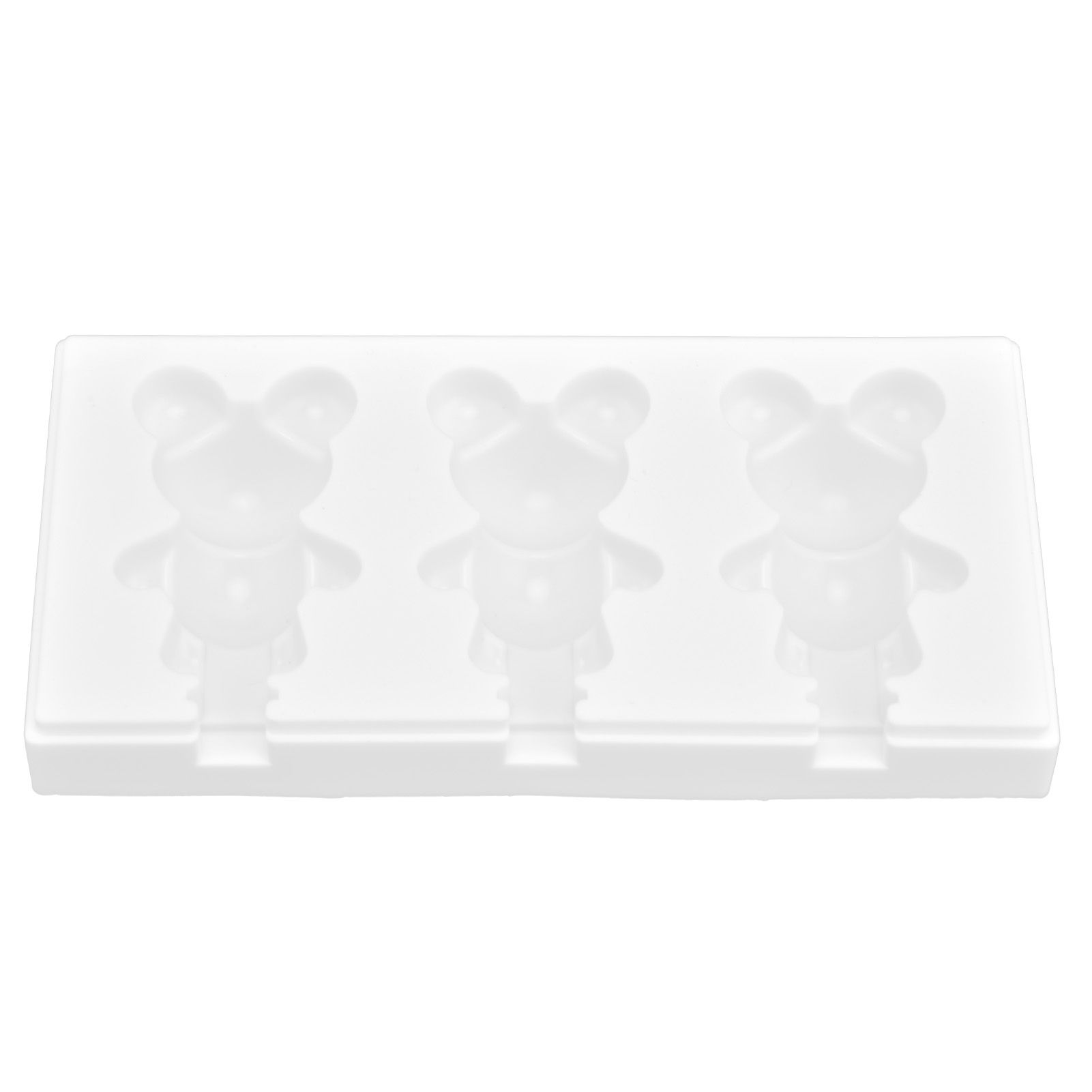 Multi Grid Silicone Ice Bar Mold Heat Resistant Ice Cream Making Mold Kitchen DIY Tool(3Grid Bear Shape ) - Image 2
