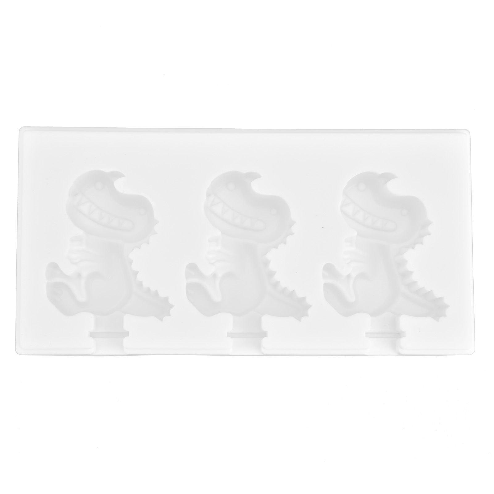 Multi Grid Silicone Ice Bar Mold Heat Resistant Ice Cream Making Mold Kitchen DIY Tool(3Grid Dinosaur Shape ) - Image 1