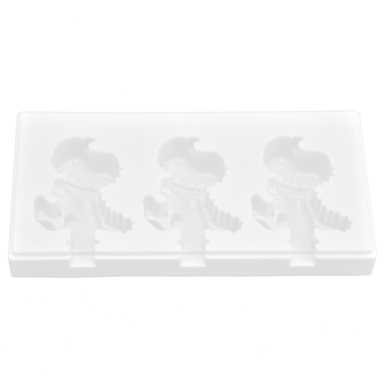 Multi Grid Silicone Ice Bar Mold Heat Resistant Ice Cream Making Mold Kitchen DIY Tool(3Grid Dinosaur Shape ) - Image 2