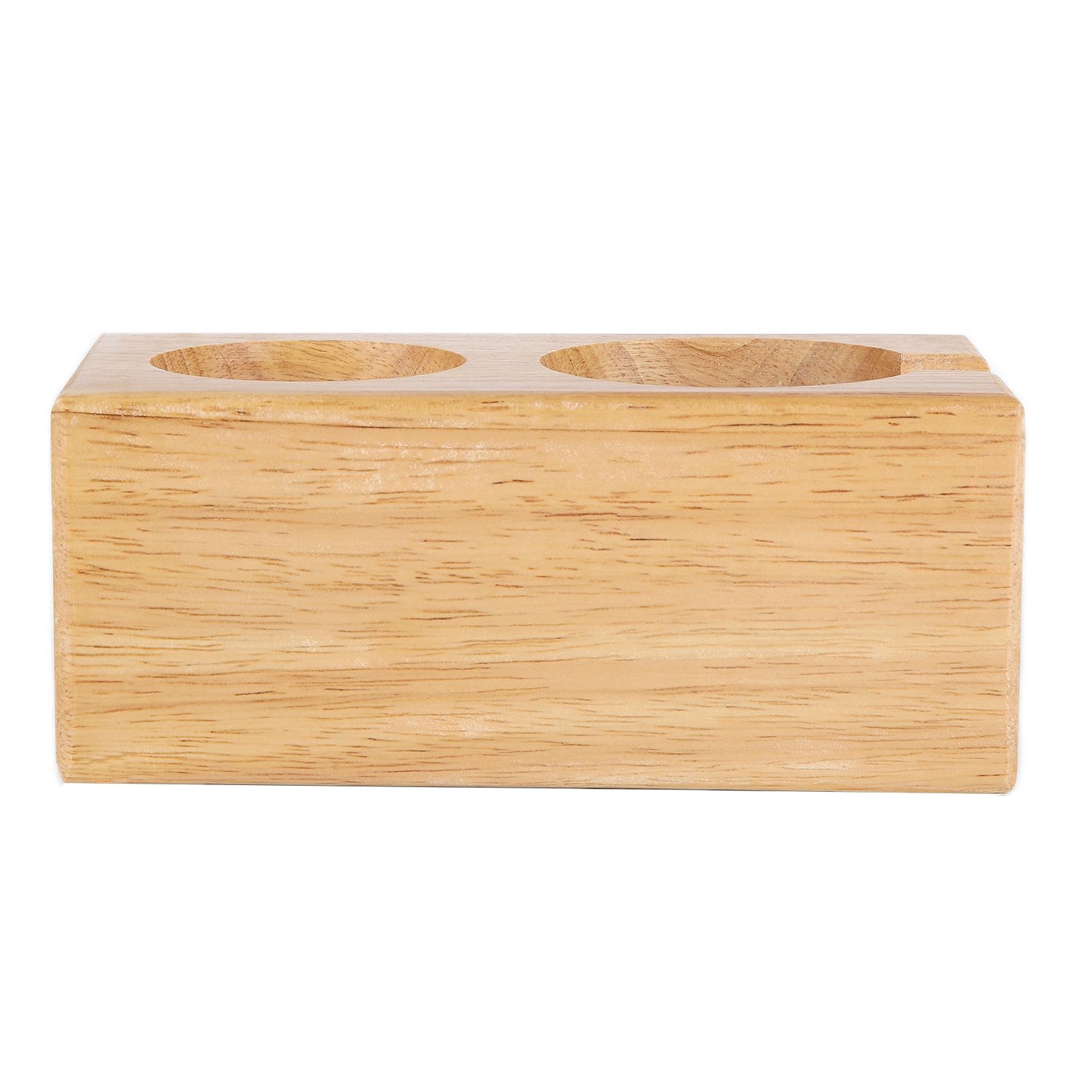 2‑Hole Wooden Tamper Base Natural Wood Color External Durable Tamping Station Handle Stand for Coffee Shop Home - Image 2