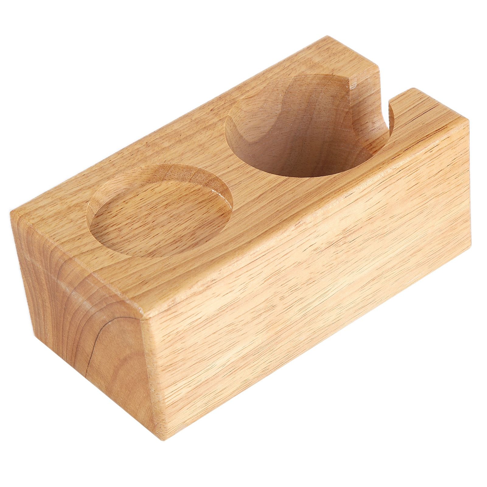 2‑Hole Wooden Tamper Base Natural Wood Color External Durable Tamping Station Handle Stand for Coffee Shop Home - Image 3