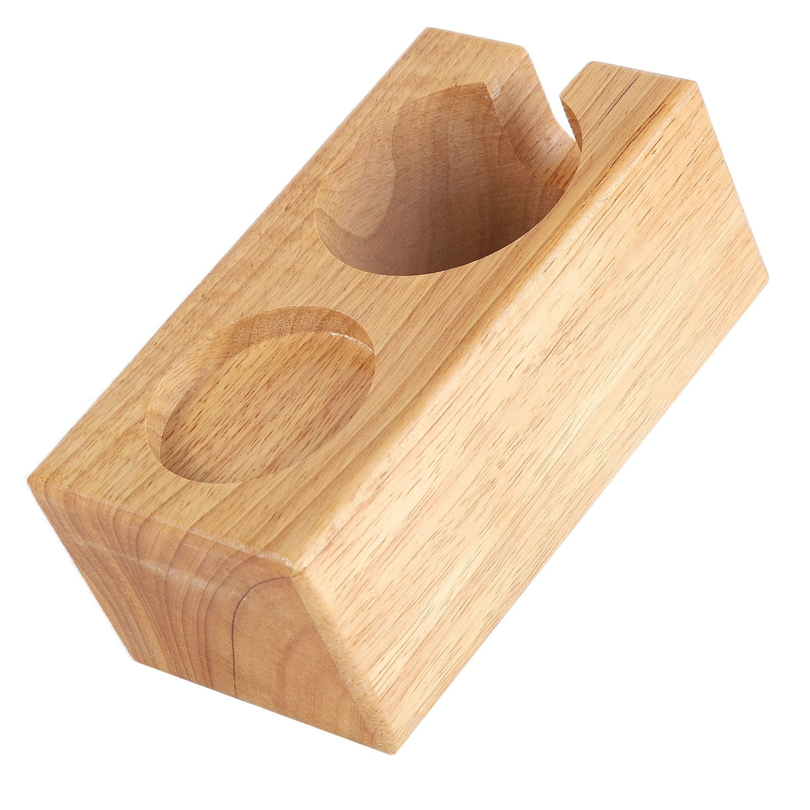 2‑Hole Wooden Tamper Base Natural Wood Color External Durable Tamping Station Handle Stand for Coffee Shop Home - Image 4