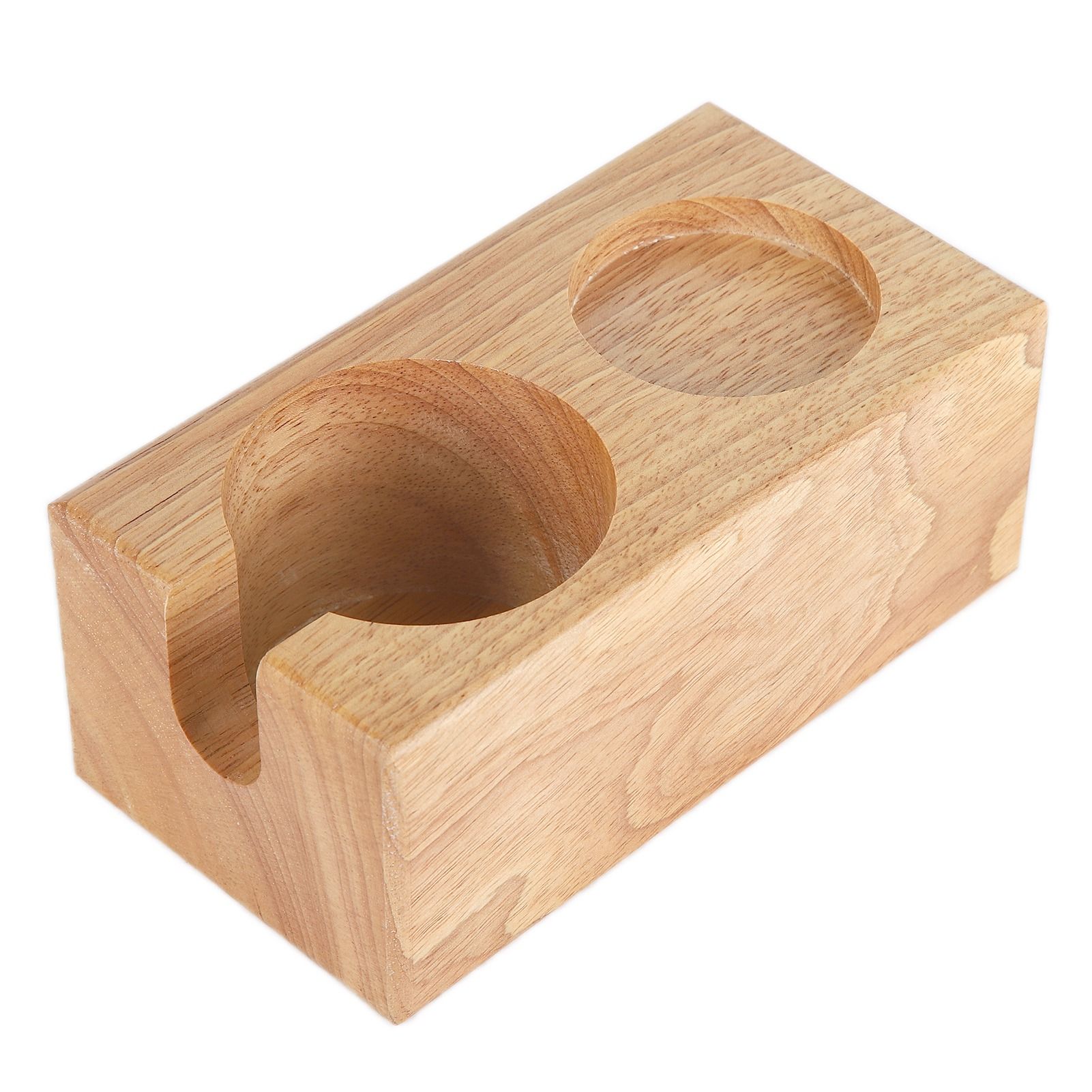 2‑Hole Wooden Tamper Base Natural Wood Color External Durable Tamping Station Handle Stand for Coffee Shop Home - Image 5
