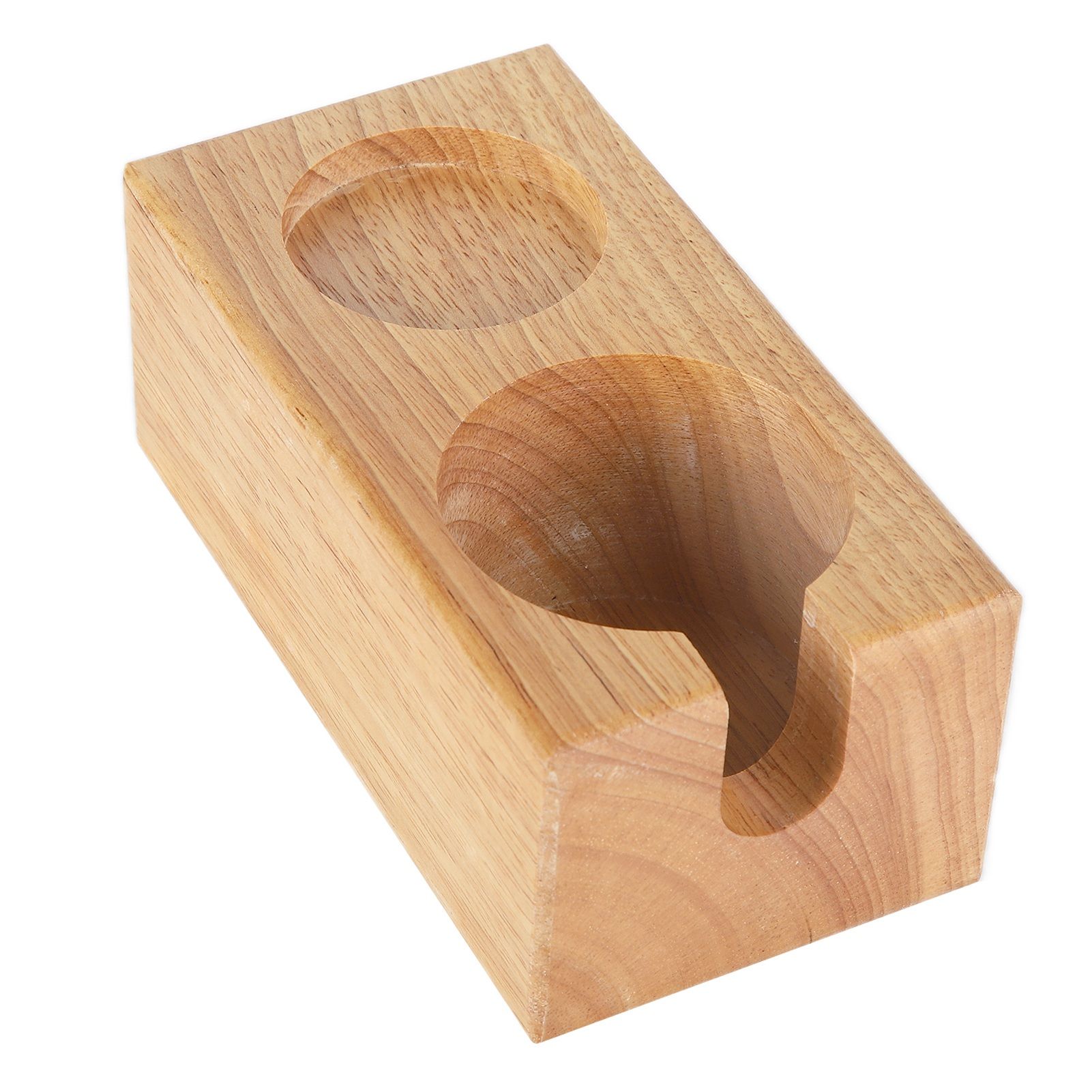 2‑Hole Wooden Tamper Base Natural Wood Color External Durable Tamping Station Handle Stand for Coffee Shop Home - Image 8