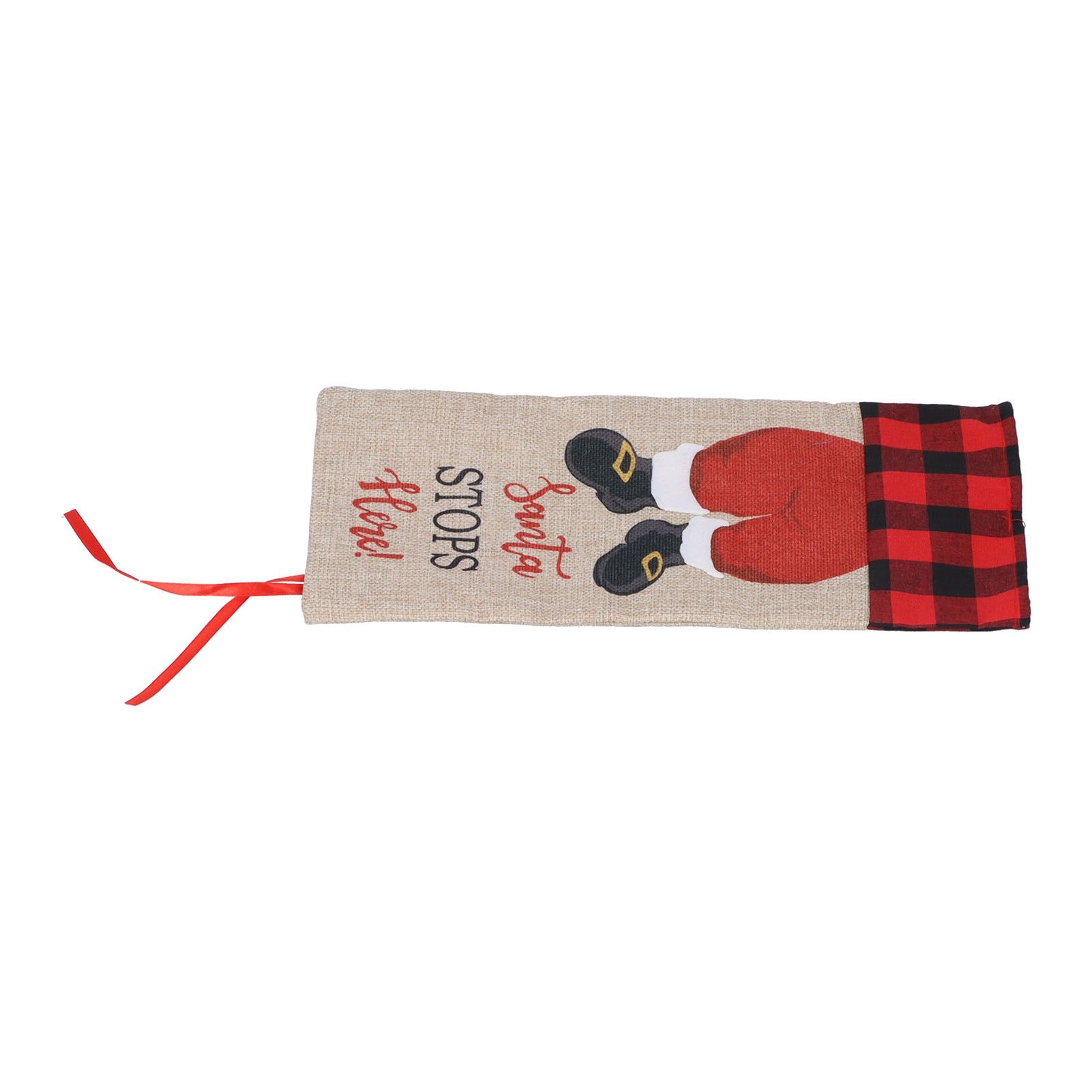Christmas Santa Grid Design Champagne Bottle Cover Bag Sleeve Christmas Gifts for PartyRed Black Grid - Image 3